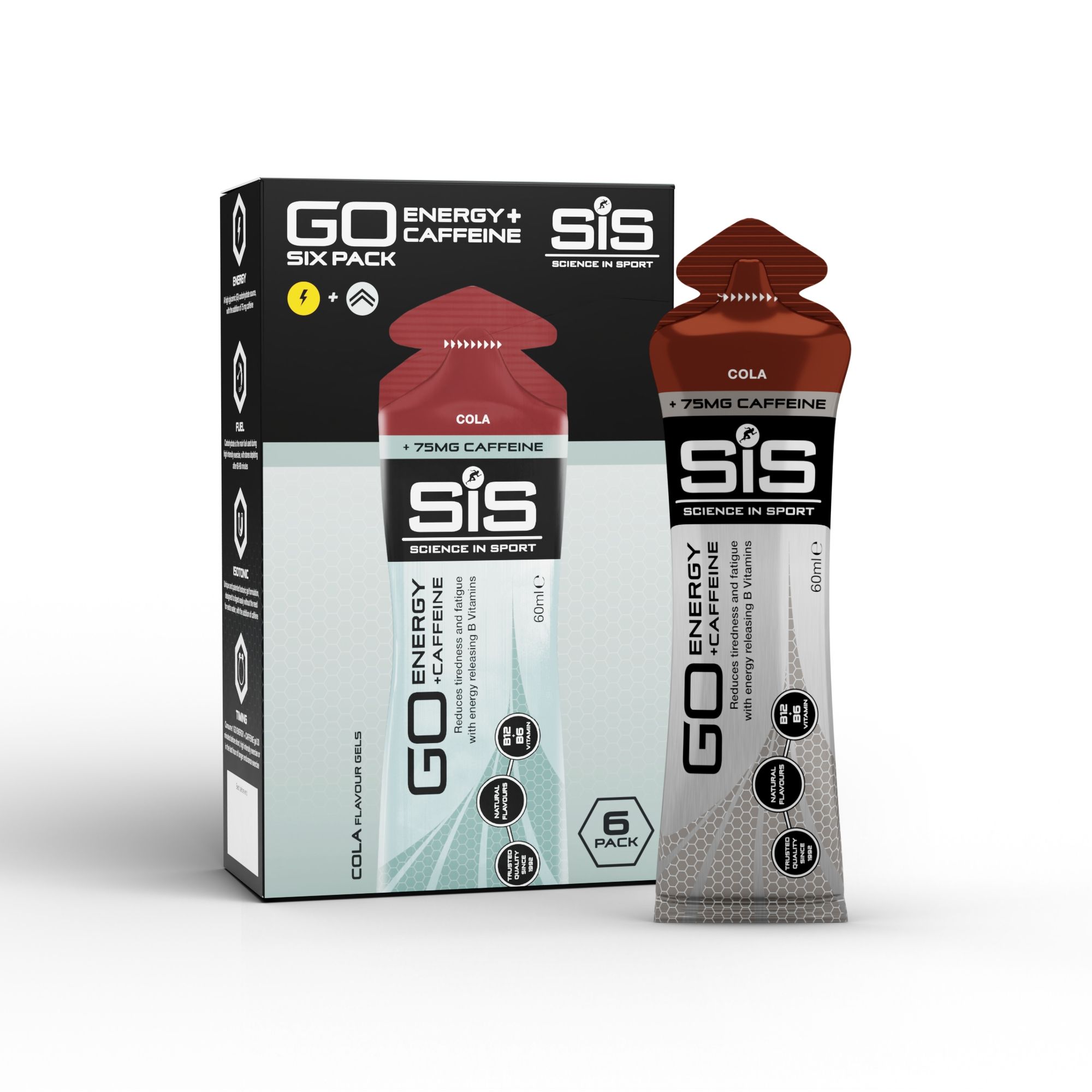 Science in Sport GO Energy +Caffeine 60ml Gel - Cola - 6 Pack image 1