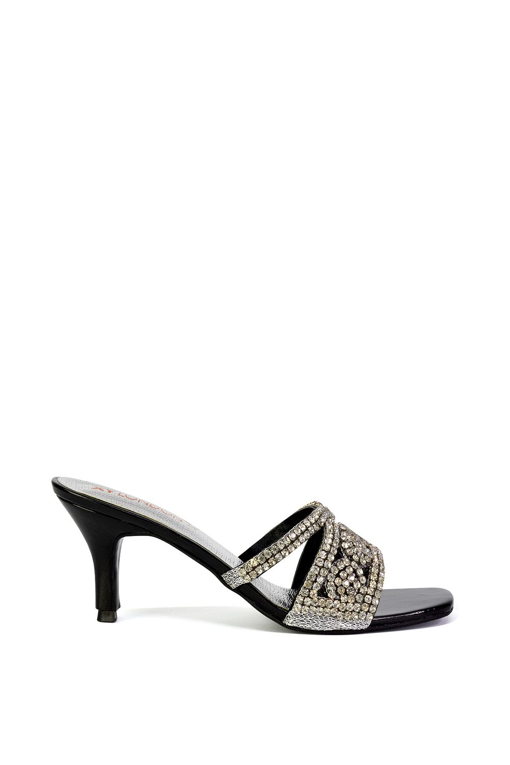 XY London 'Dominica' Diamante Mid Stiletto Heel Mule Sandals image 1