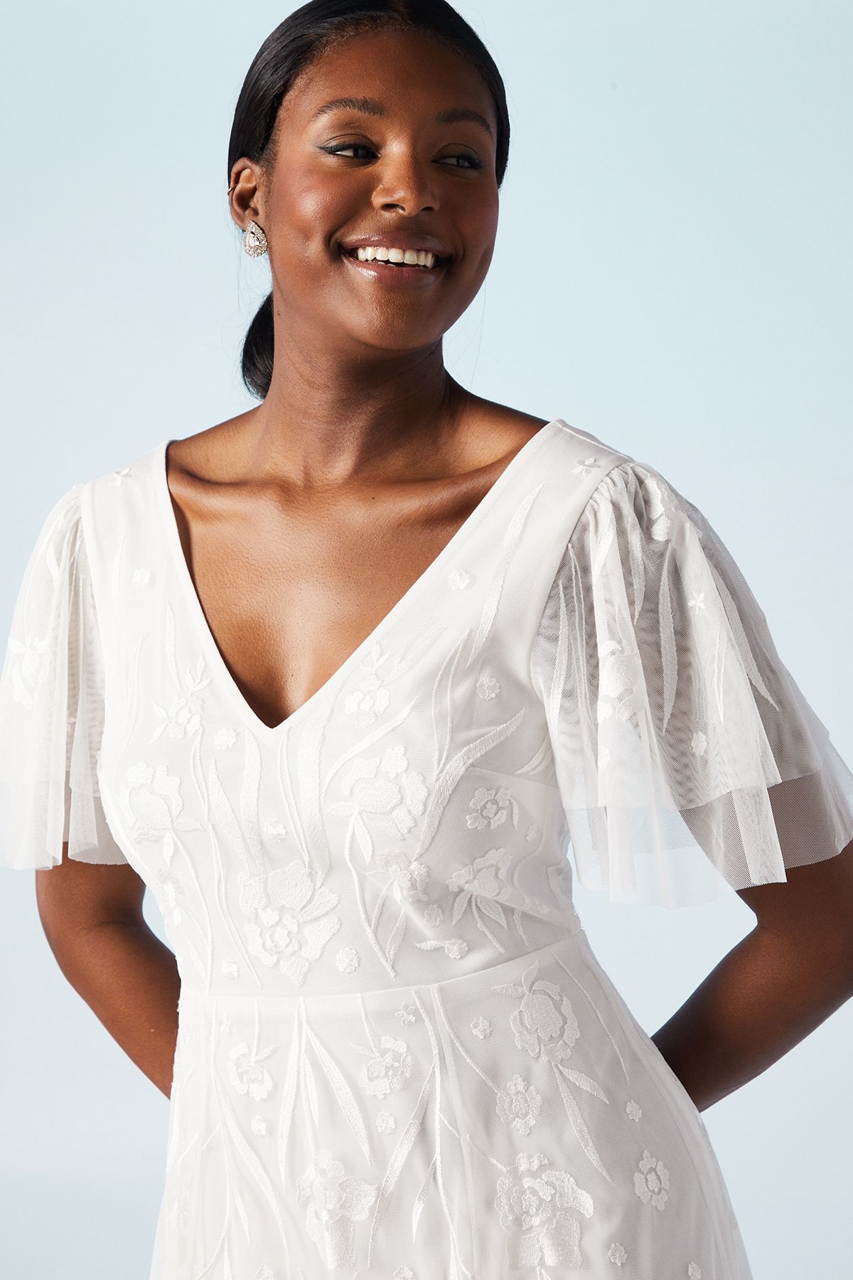 Coast Angel Sleeve Wildflower Embroidered Wedding Dress Ivory image 4