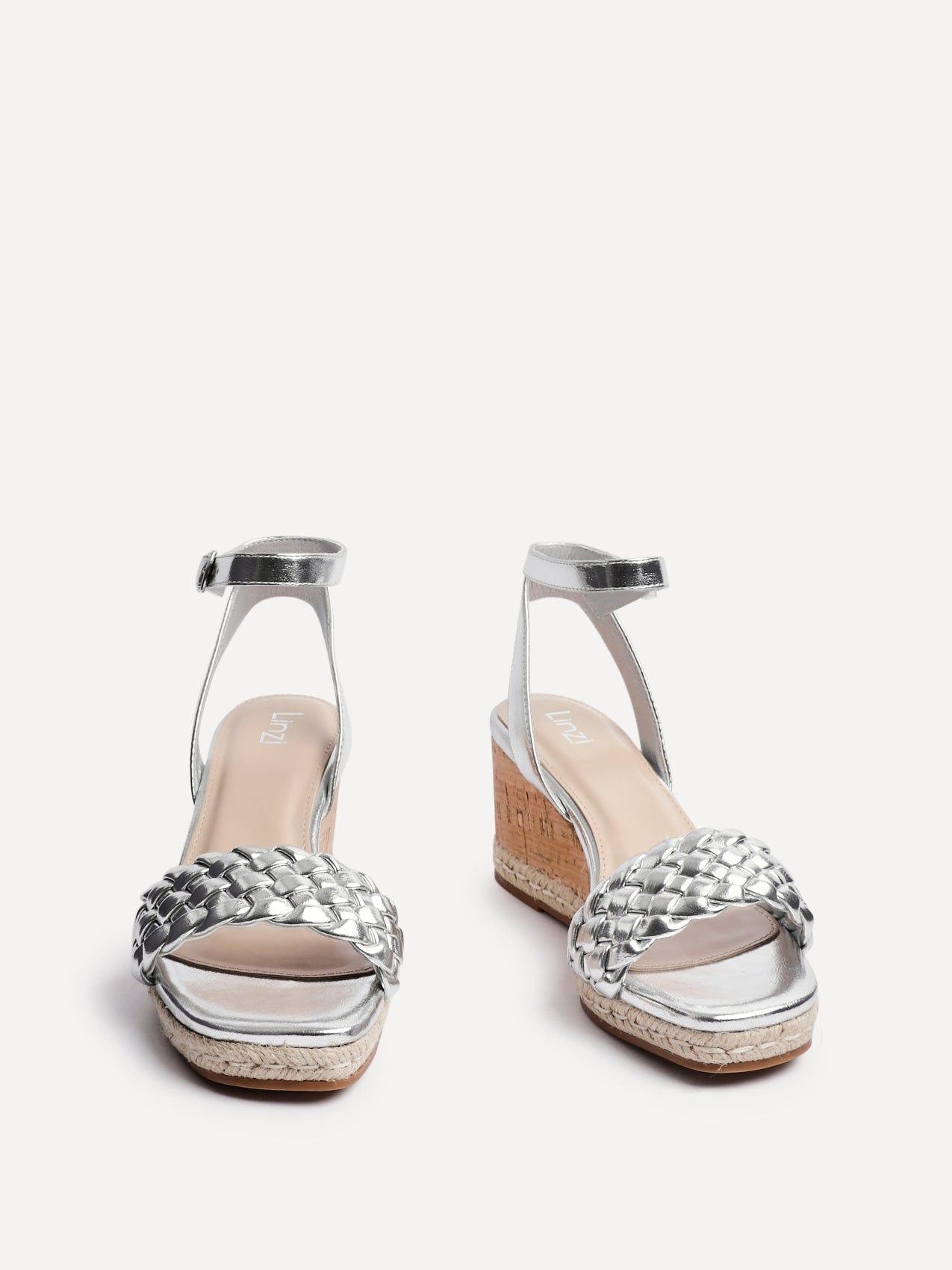 Linzi Regan Silver Faux Leather Plaited Wedge image 3