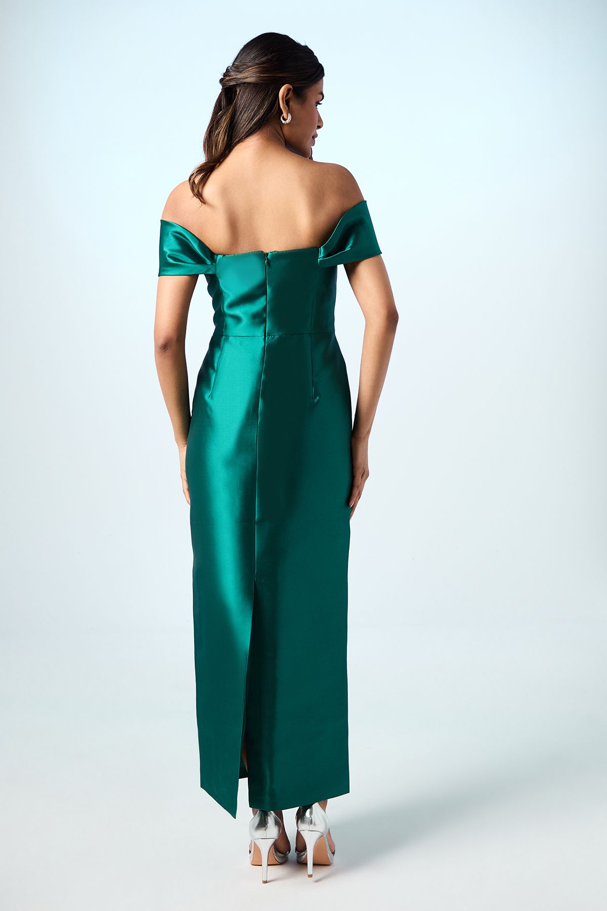 Coast Coast Honoured Petite Twill Bardot Column Midi Bridesmaid Dress Emerald image 4