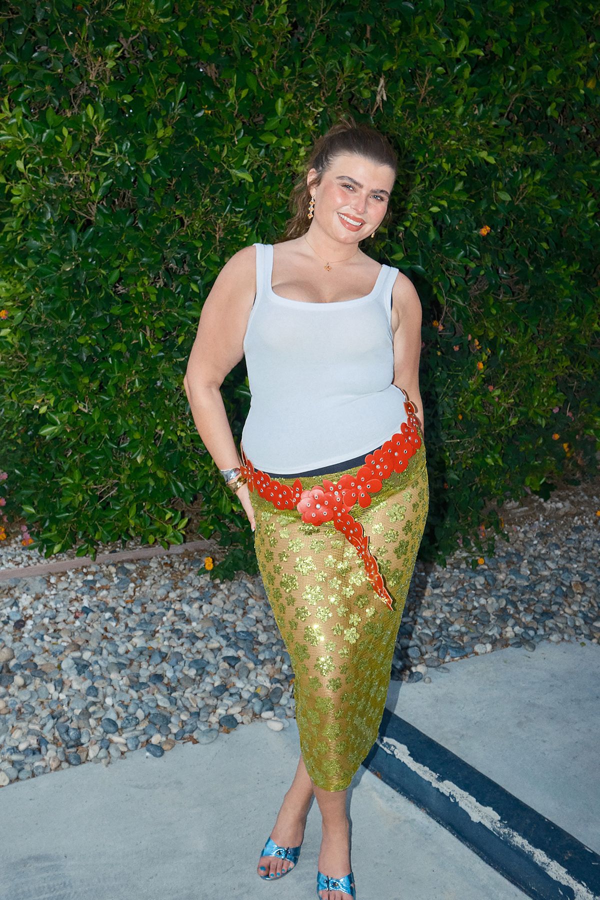 Warehouse Sequin Mesh Strappy Midi Dress Chartreuse image 2