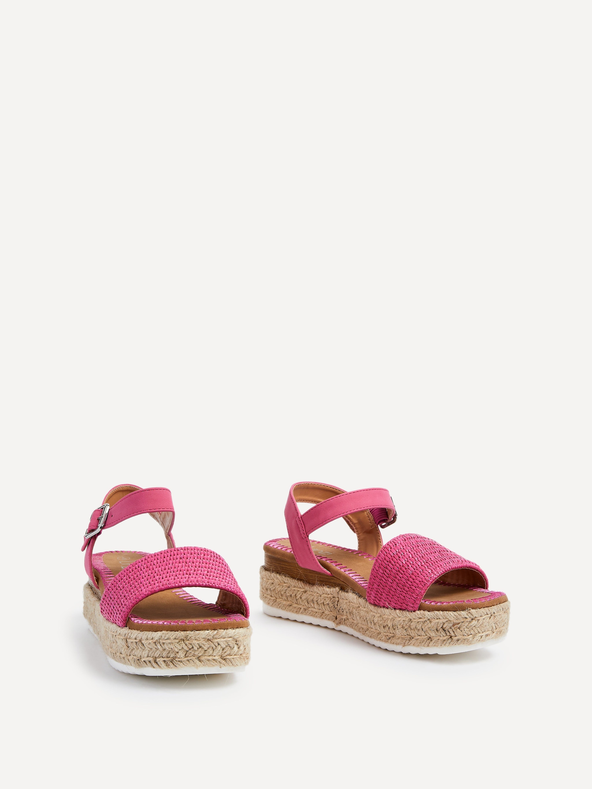 Linzi Panama Fuchsia Raffia Two Part Espadrille Inspired Flatform Sandal image 3