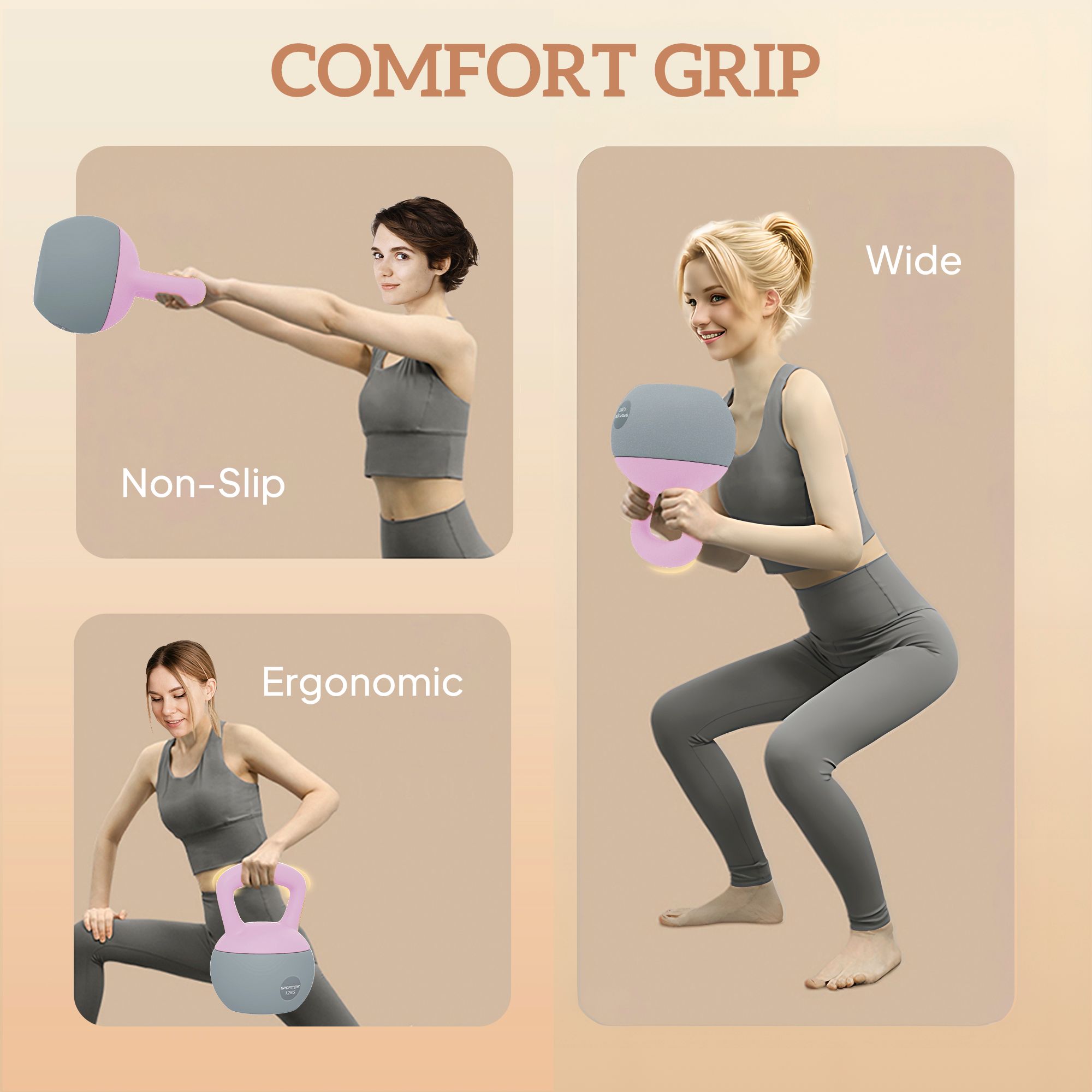 SPORTNOW 12KG Kettlebell with Soft Body and Non-Slip Handle, Purple, Grey image 6