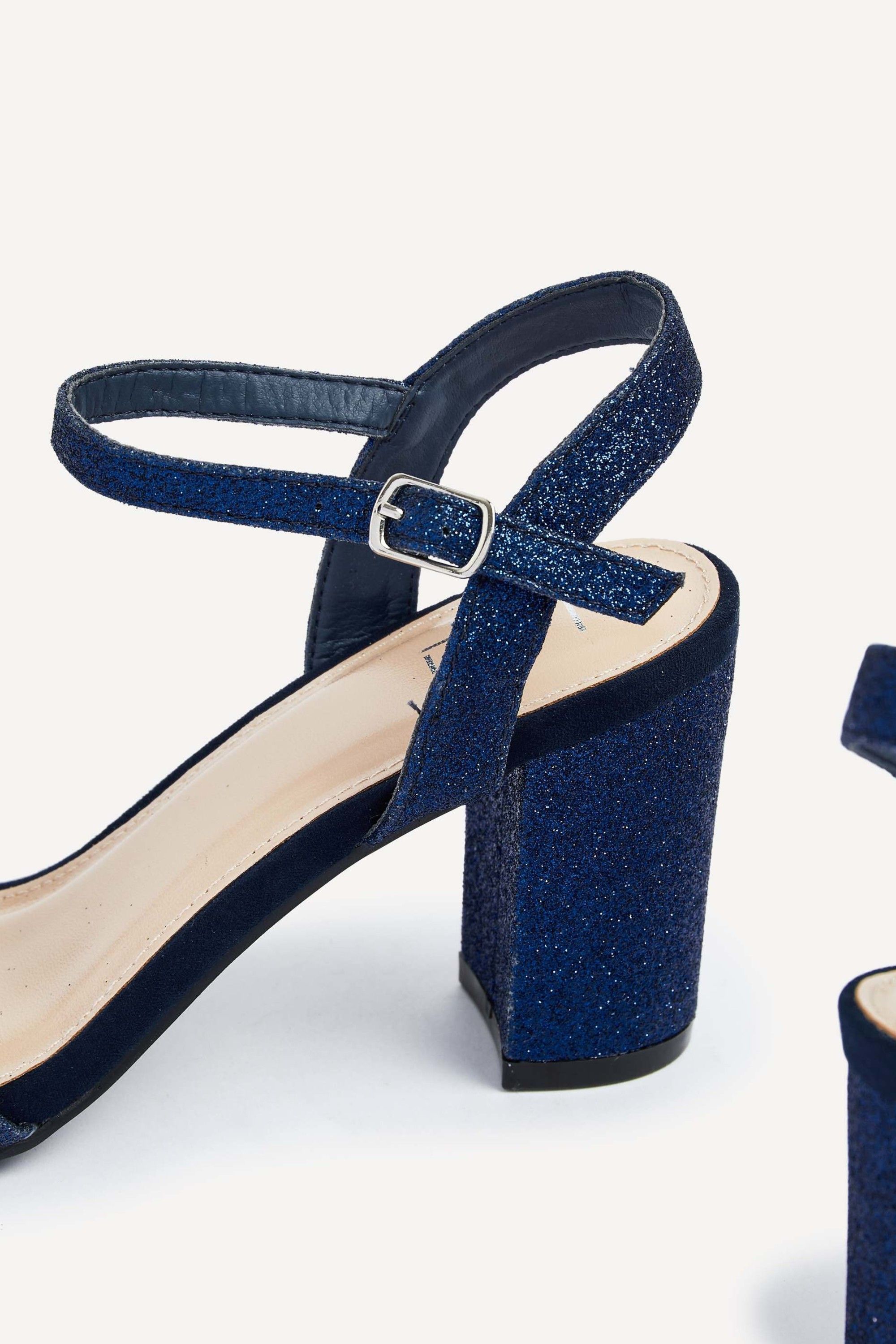 Linzi Skyline Navy Glitter Open Back Barely There Block Heeled Sandal image 4