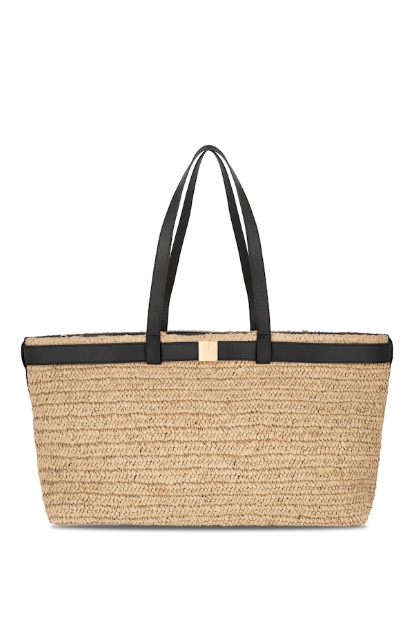 Apatchy London The Esme Raffia Tote Bag with Leather Trim