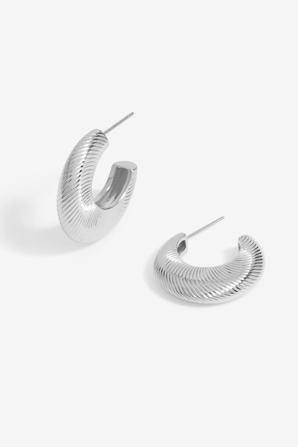 Jon Richard Silver Plated Diamond Cut Hoop Earrings image 1