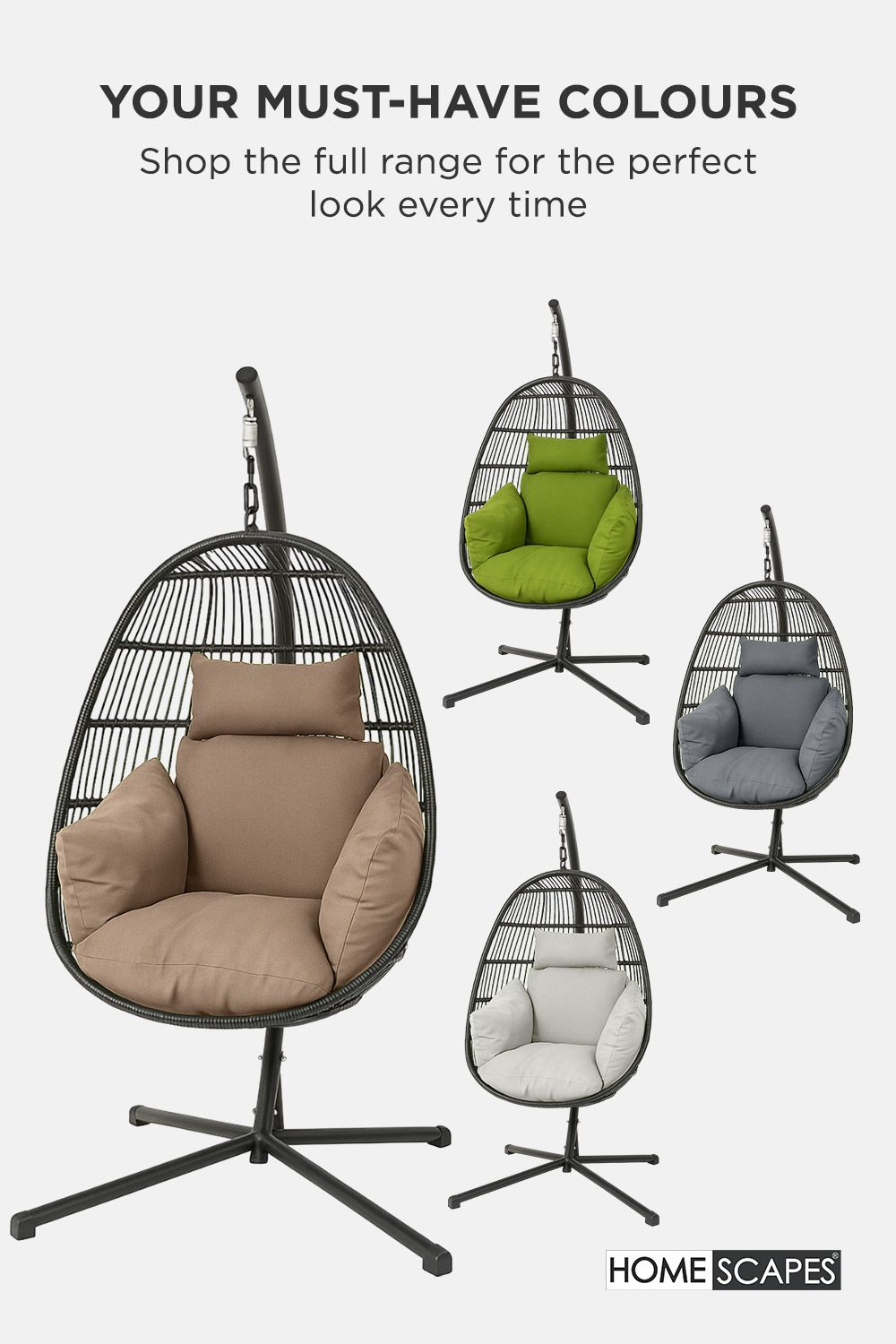 Homescapes Luxury Soft Waterproof Egg Chair Cushion Swing Chair Garden Seat image 7