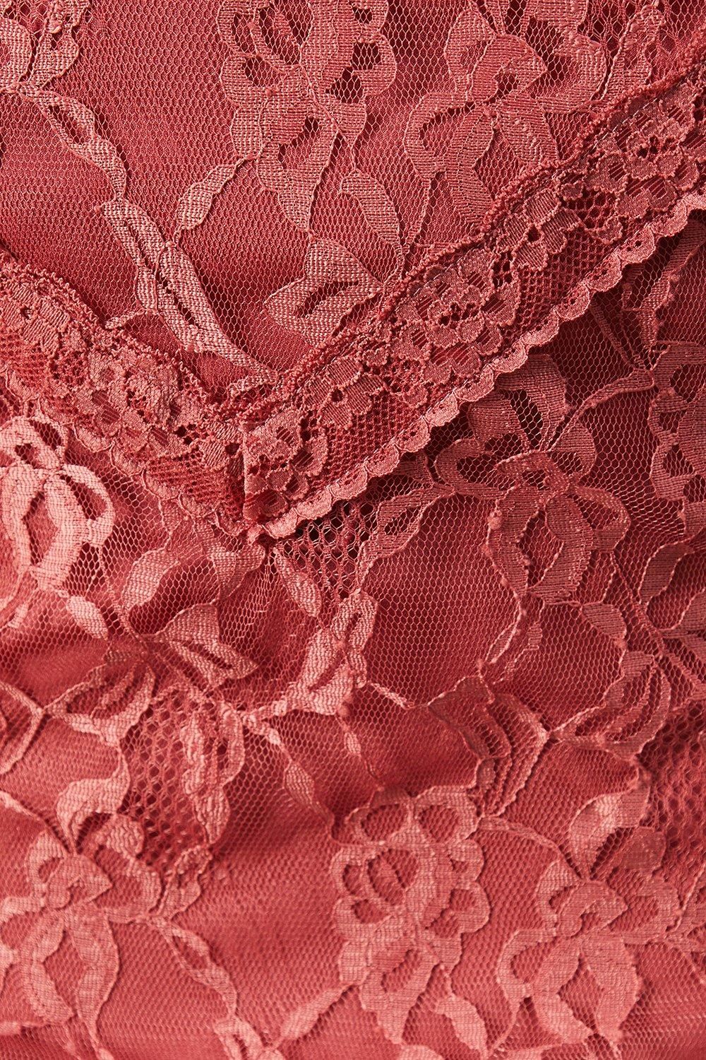 Warehouse Lace Cap Sleeve Bow Front Midi Tea Dress Rose image 5