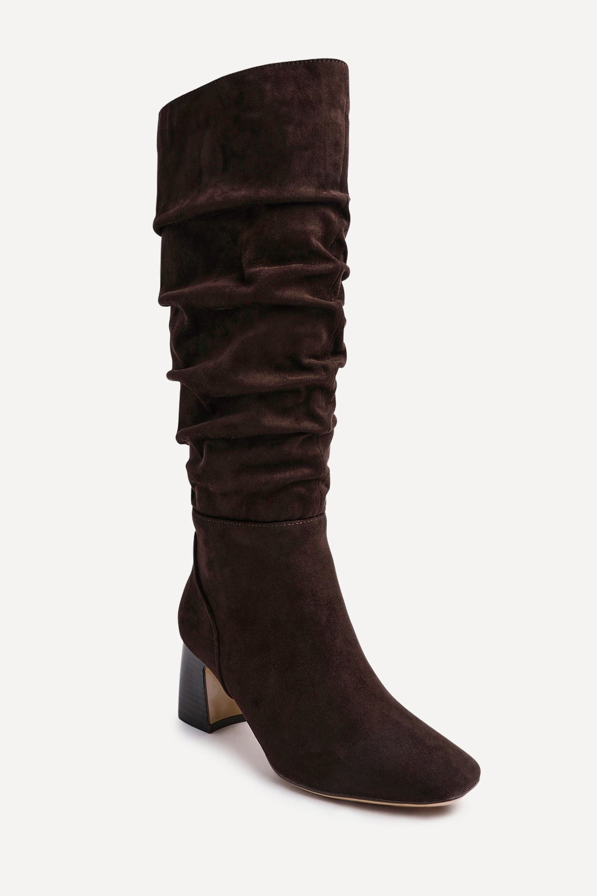 Linzi Alpine Dark Brown Faux Suede Ruched Long Boot image 4