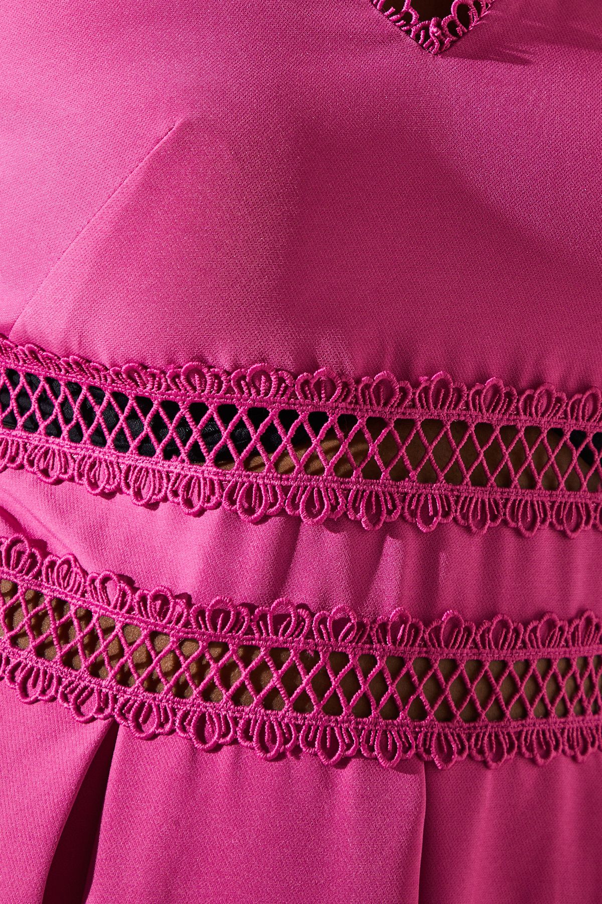 Coast Crochet Insert Crepe V Neck Midi Dress Pink image 5