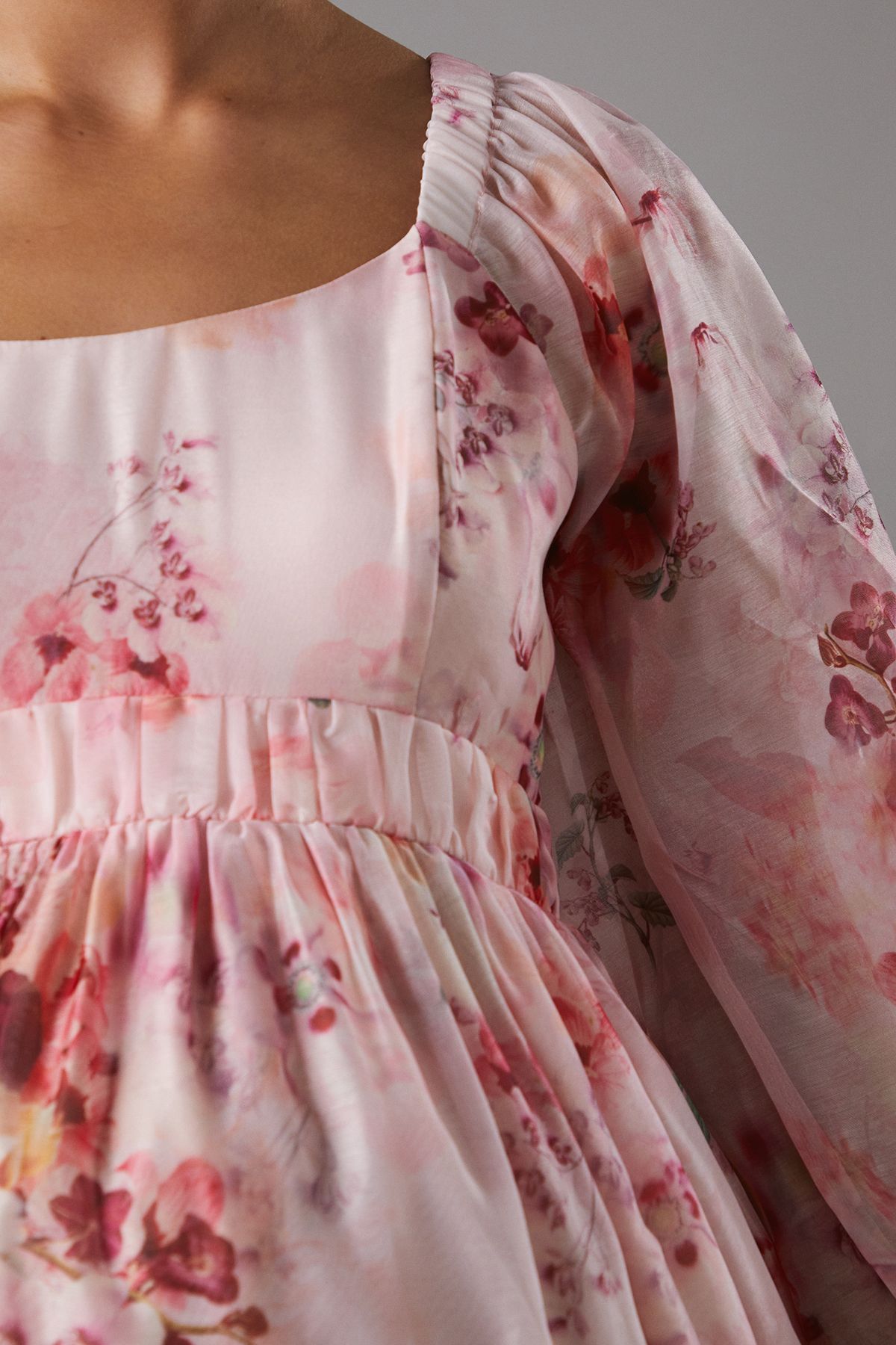 Coast Maternity Printed Empire Line Organza Dress Peach image 5