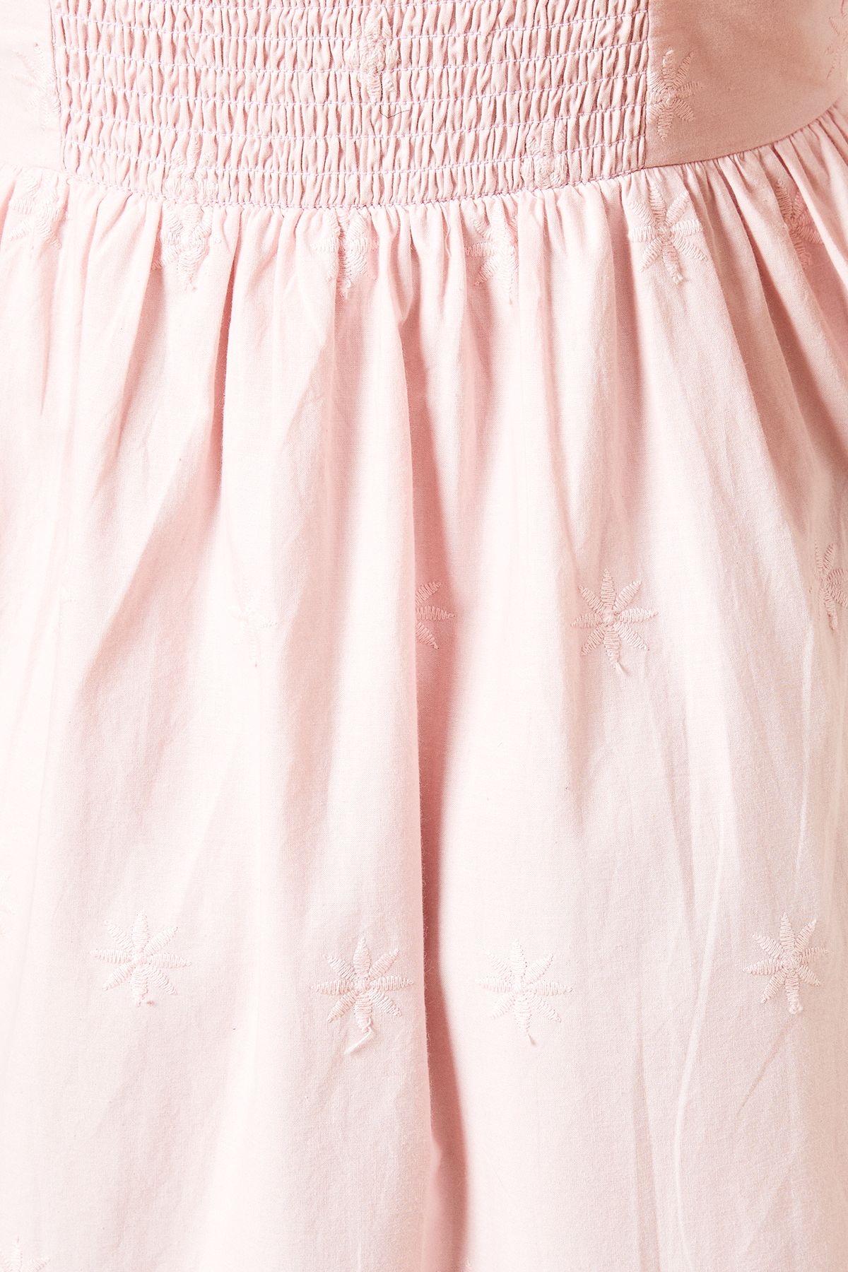 Dorothy Perkins Embroidered Dropped Waist Strappy Poplin Midi Dress Blush image 5