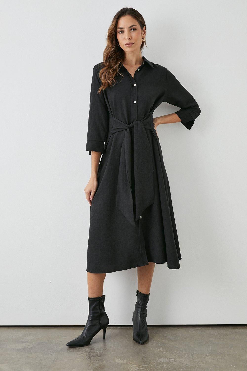Principles Belted Shirt Dress Black