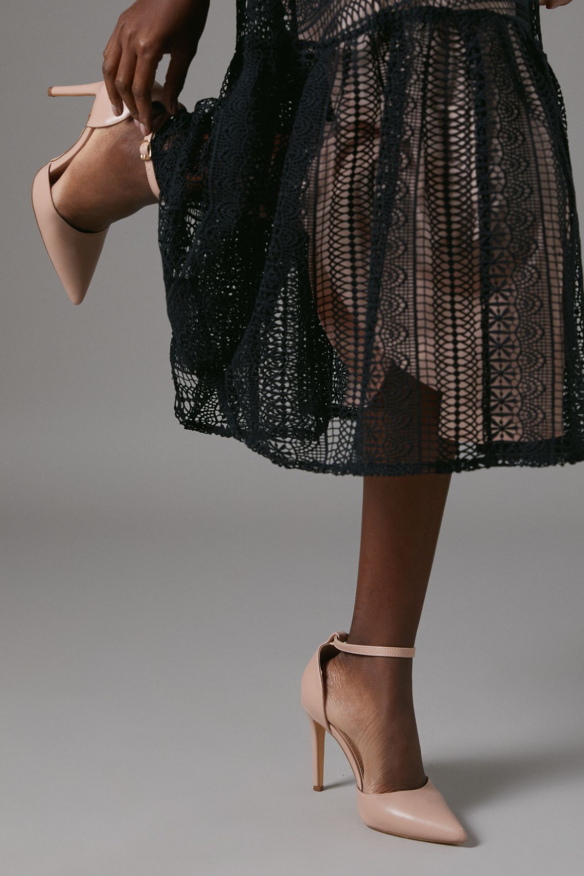 Coast Nautila Faux Leather High Heel Stiletto Open Pointed Court Shoes Blush image 3