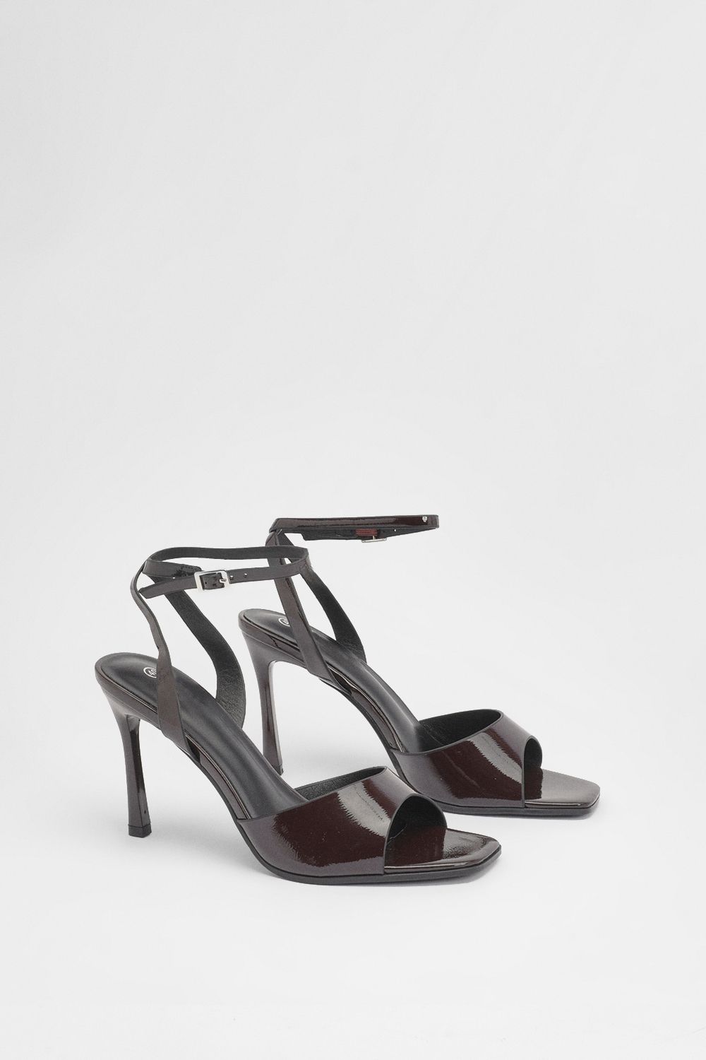 MissPap Crassila Faux Leather High Heeled Stiletto Open Toe Sandals Chocolate