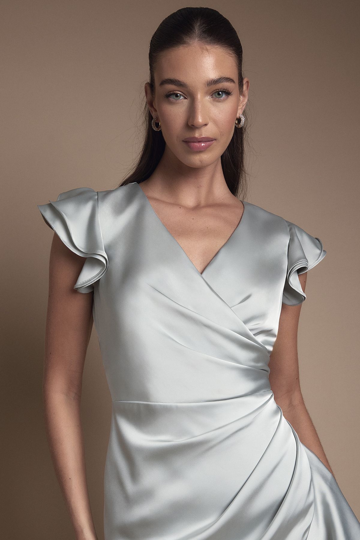 Coast Wrap Front Frill Hem Cap Sleeve Bridesmaid Dress Sage image 4