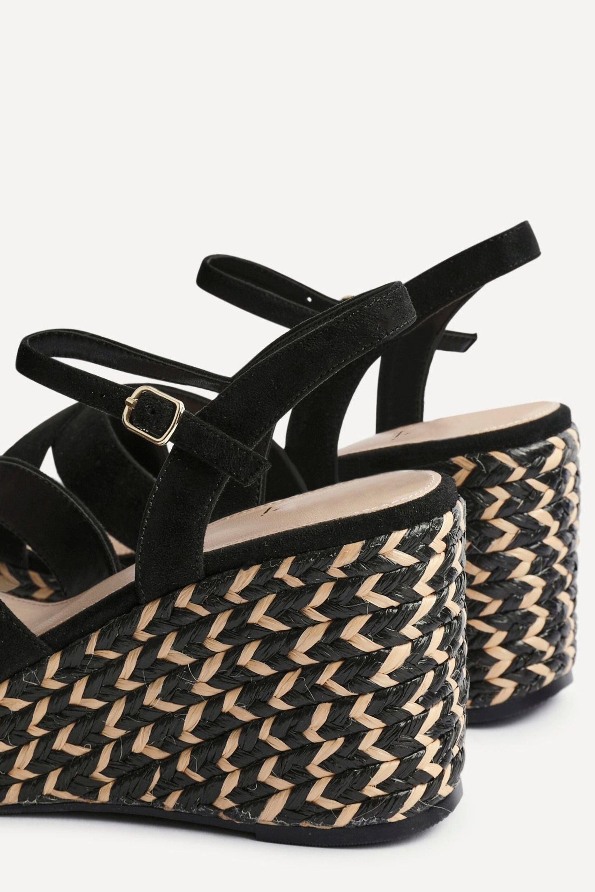 Linzi Leonie Black Faux Suede Braided Wedge image 4