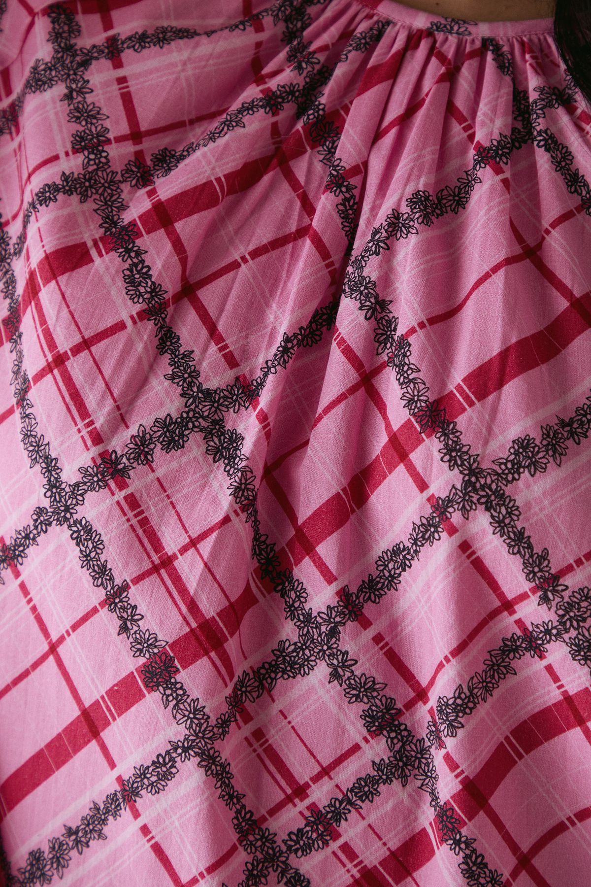 Warehouse Petite Cotton Trapeze Smock Midi Dress Pink image 5