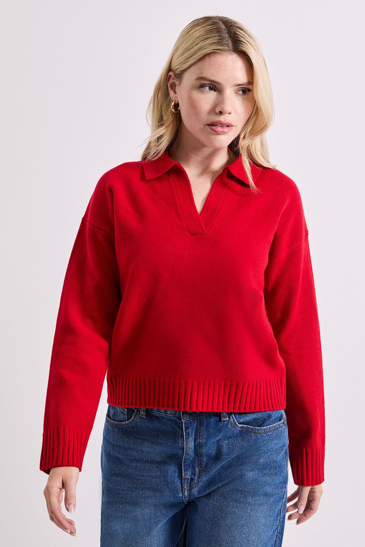 Dorothy Perkins Polo Collared Jumper Red image 1