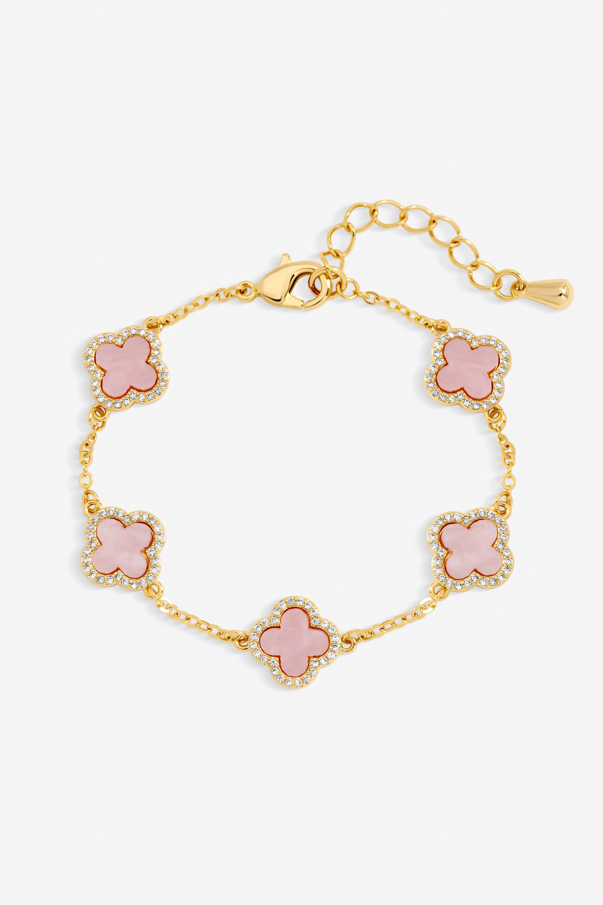 Jon Richard Gold Plated Pink Clover Bracelet