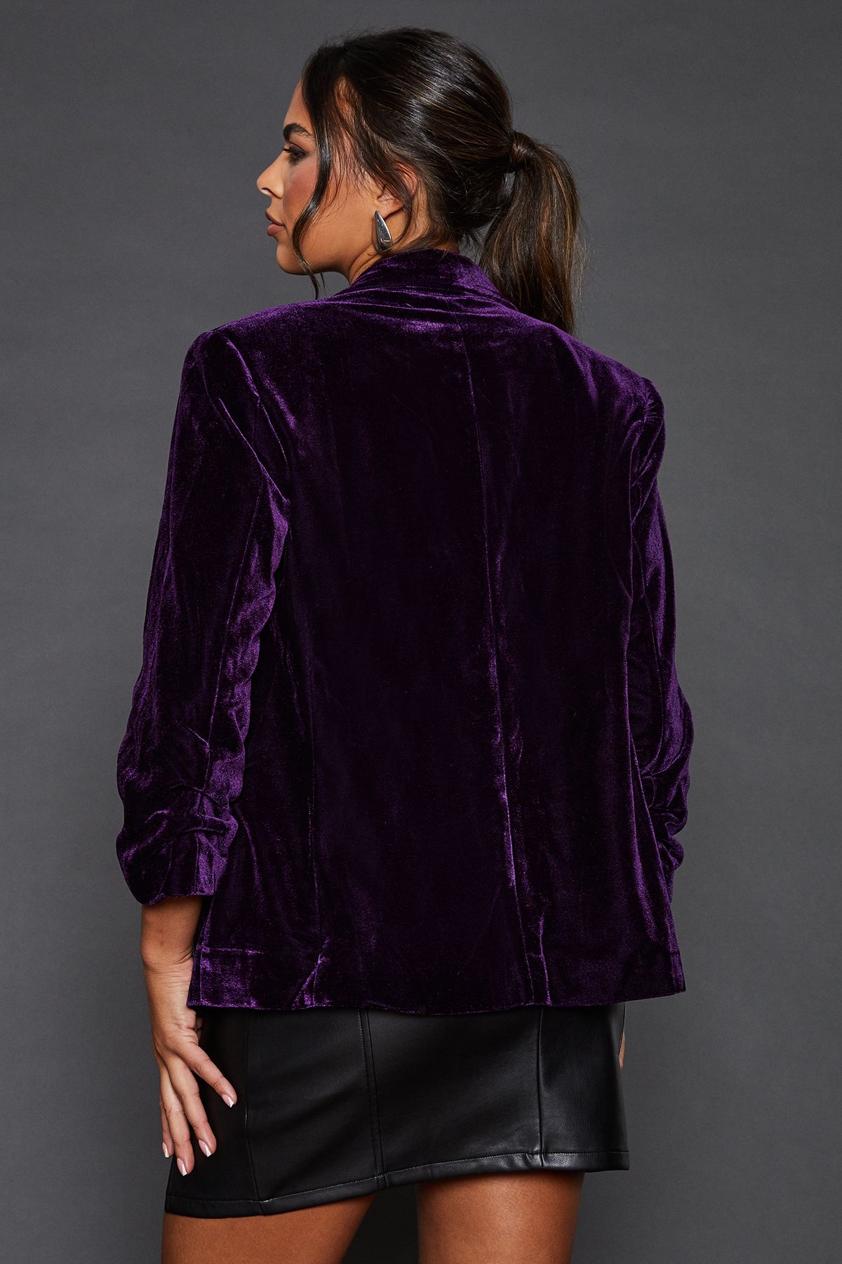 Dorothy Perkins Velvet Blazer Midnight Purple image 3