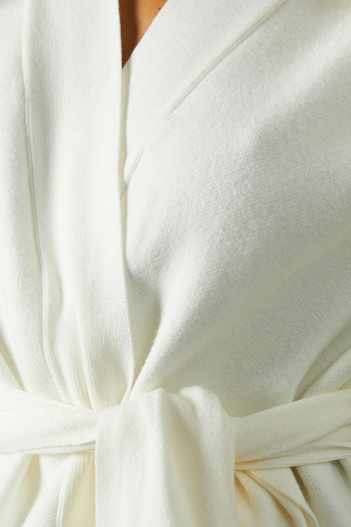 MissPap Heavyweight Knitted Belted Wrap Kimono Cardigan Ivory image 5