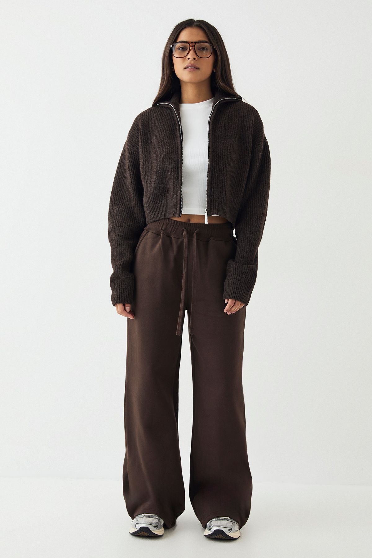 DSGN Studio DSGN Studio Double Zip Through Knitted Jumper Espresso image 5