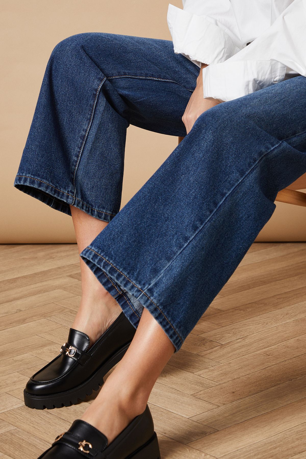 Oasis Zerrith Faux Leather Snaffle Detail Chunky Loafers Black image 4