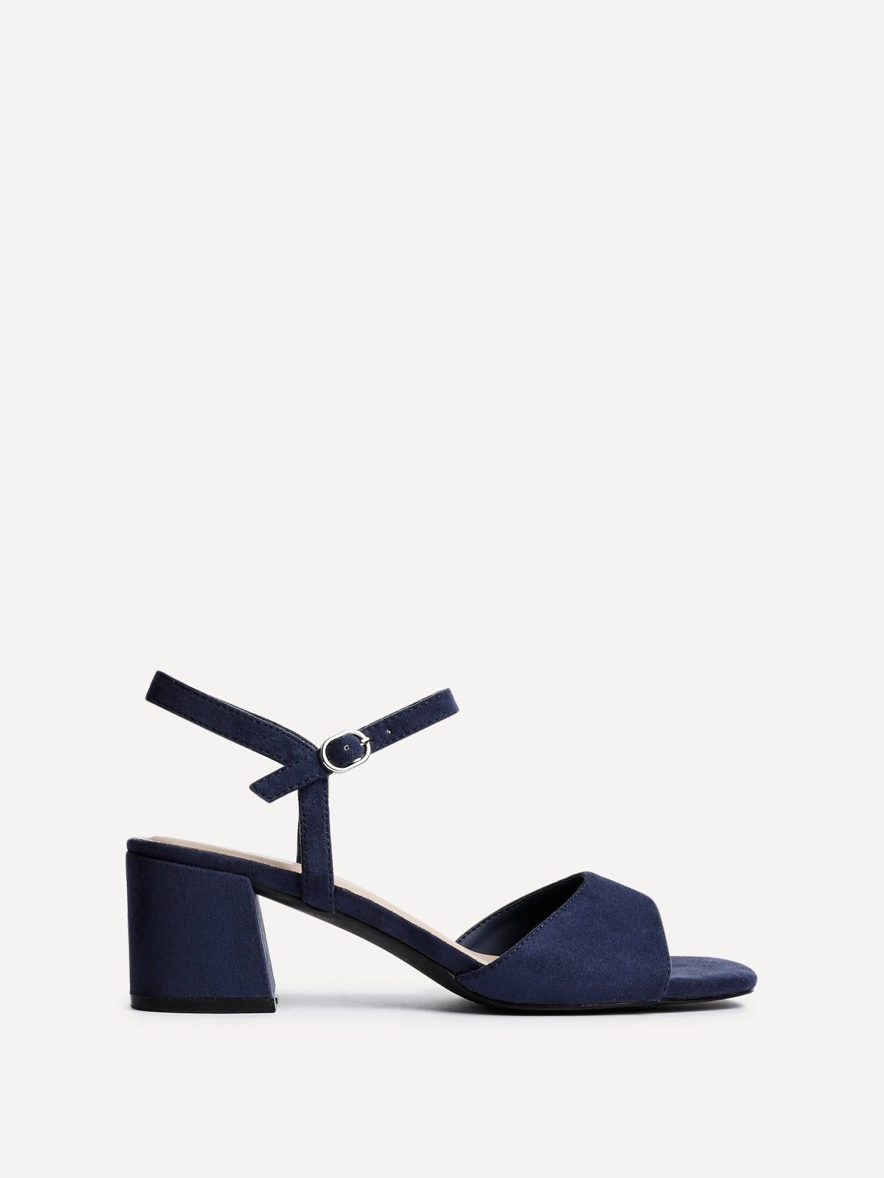 Linzi Darlene Navy Faux Suede Low Heeled Sandals