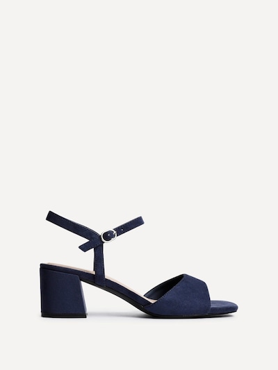 Linzi Darlene Navy Faux Suede Low Block Heeled Sandals