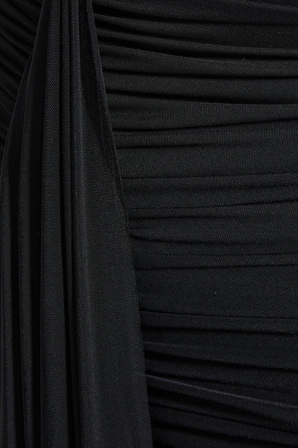 MissPap Mesh Sleeveless Cut Out Detail Top & Ruched Maxi Skirt Co-ord Black image 5