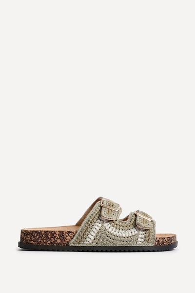 Linzi Jaylyn Khaki Double Buckle Sandals