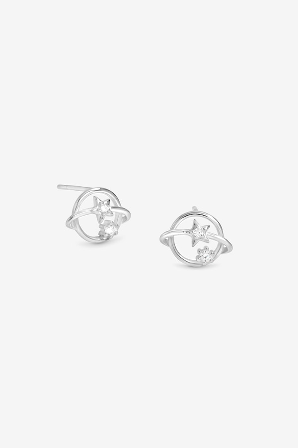 Simply Silver Sterling Silver 925 Polished and Cubic Zirconia Orb Stud Earrings