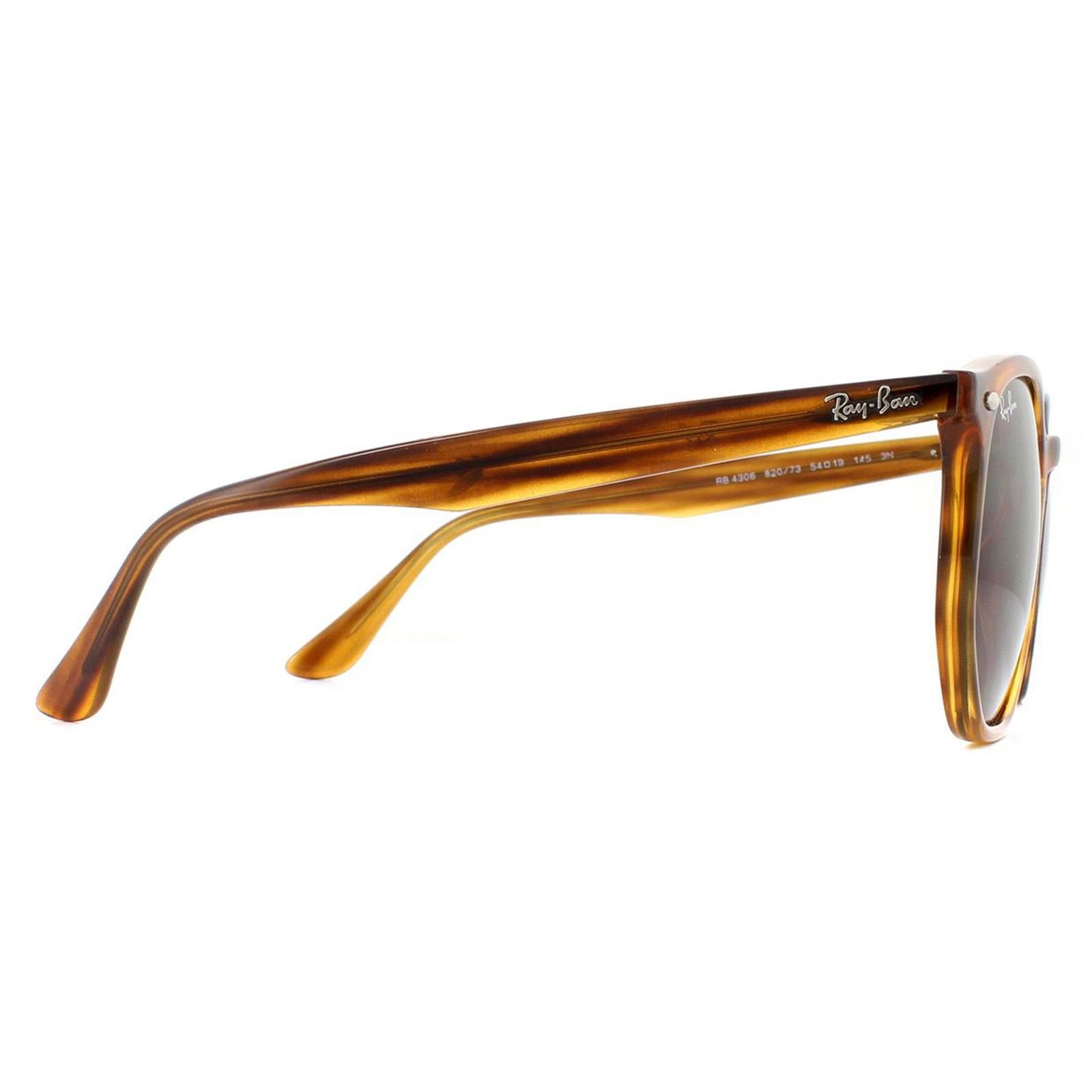 Ray-Ban Round Striped Red Havana Dark Brown RB4306 Sunglasses image 4