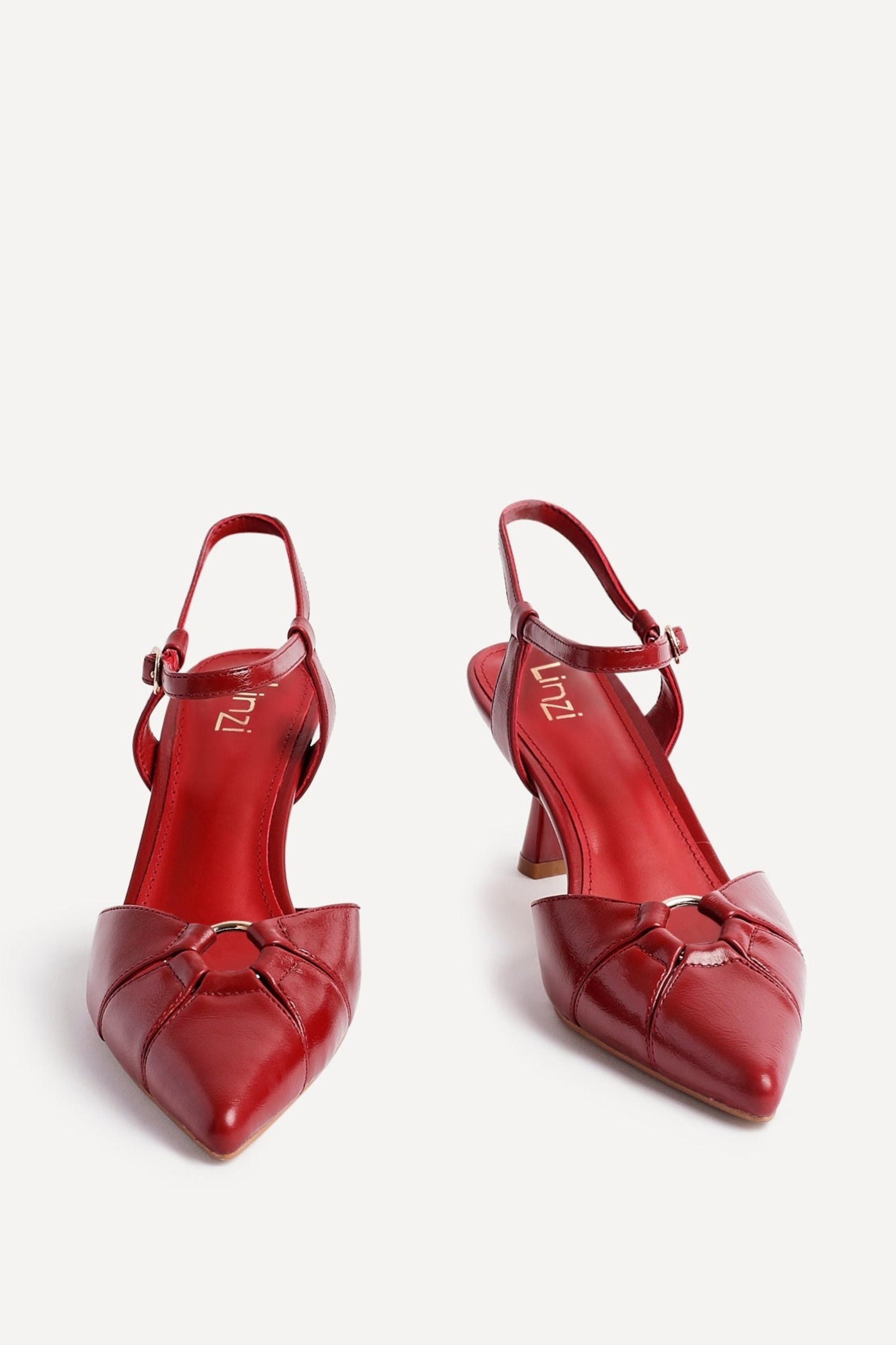 Linzi Pivot Red Faux Leather Stiletto Court Heel image 3