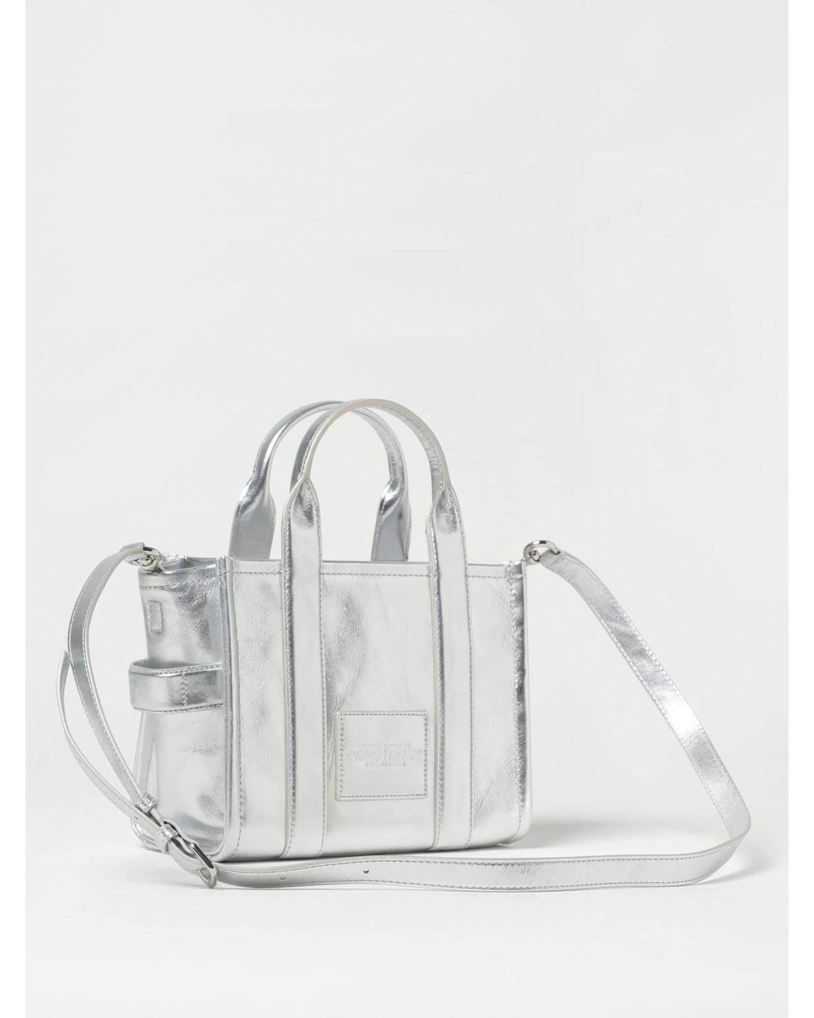 Marc Jacobs Mini Tote Bag Metallic Leather Wo - Silver Handbags image 2