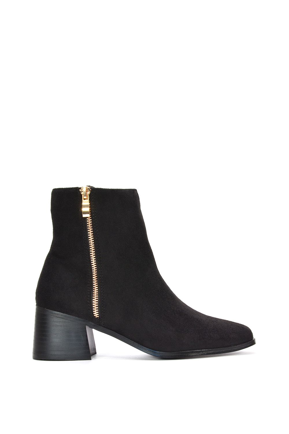 XY London 'Willow' Square Toe Zip Up Mid Block Heel Ankle Booties image 1
