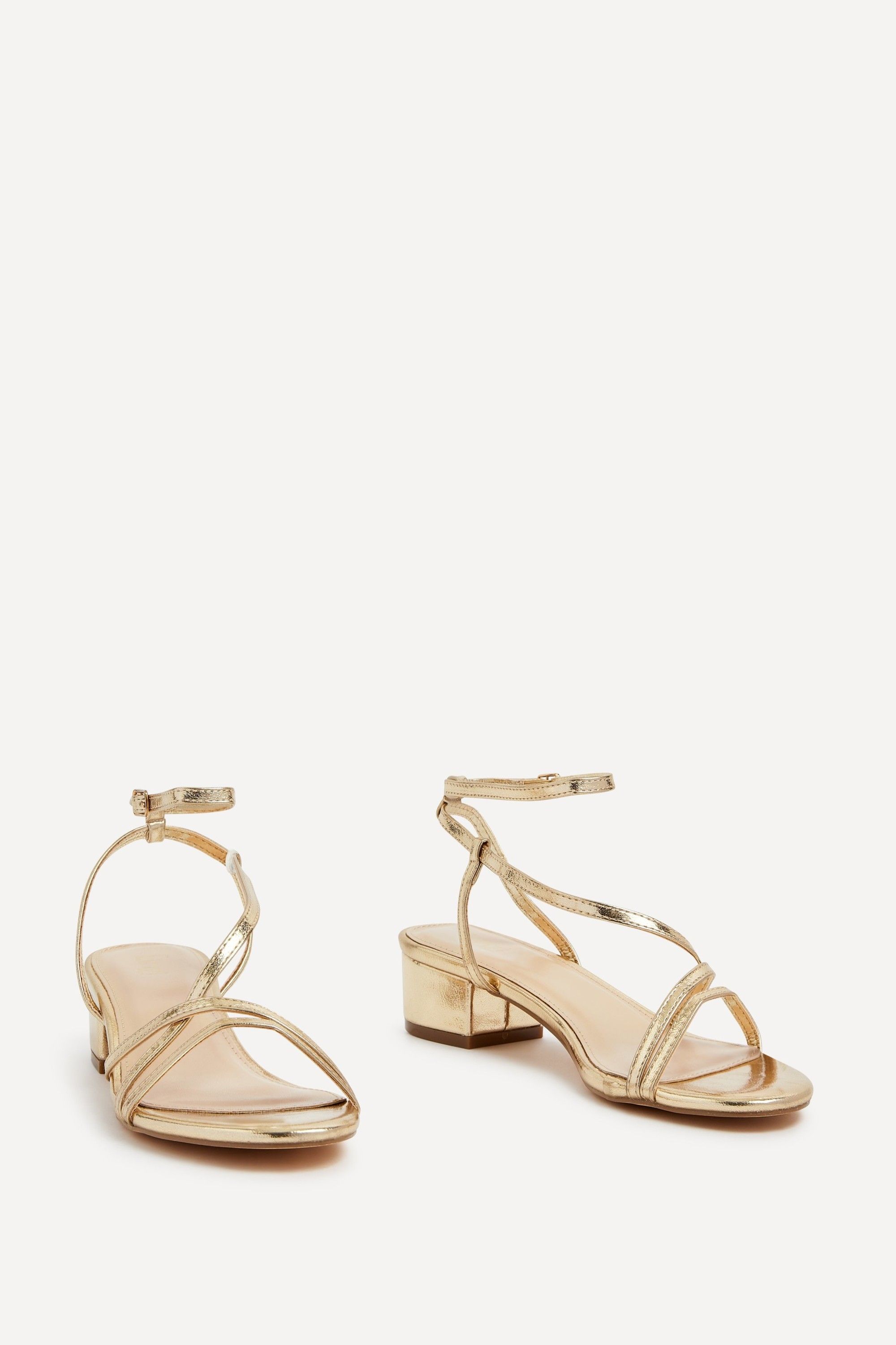 Linzi Calista Gold Faux Leather Strappy Low Block Sandal image 4