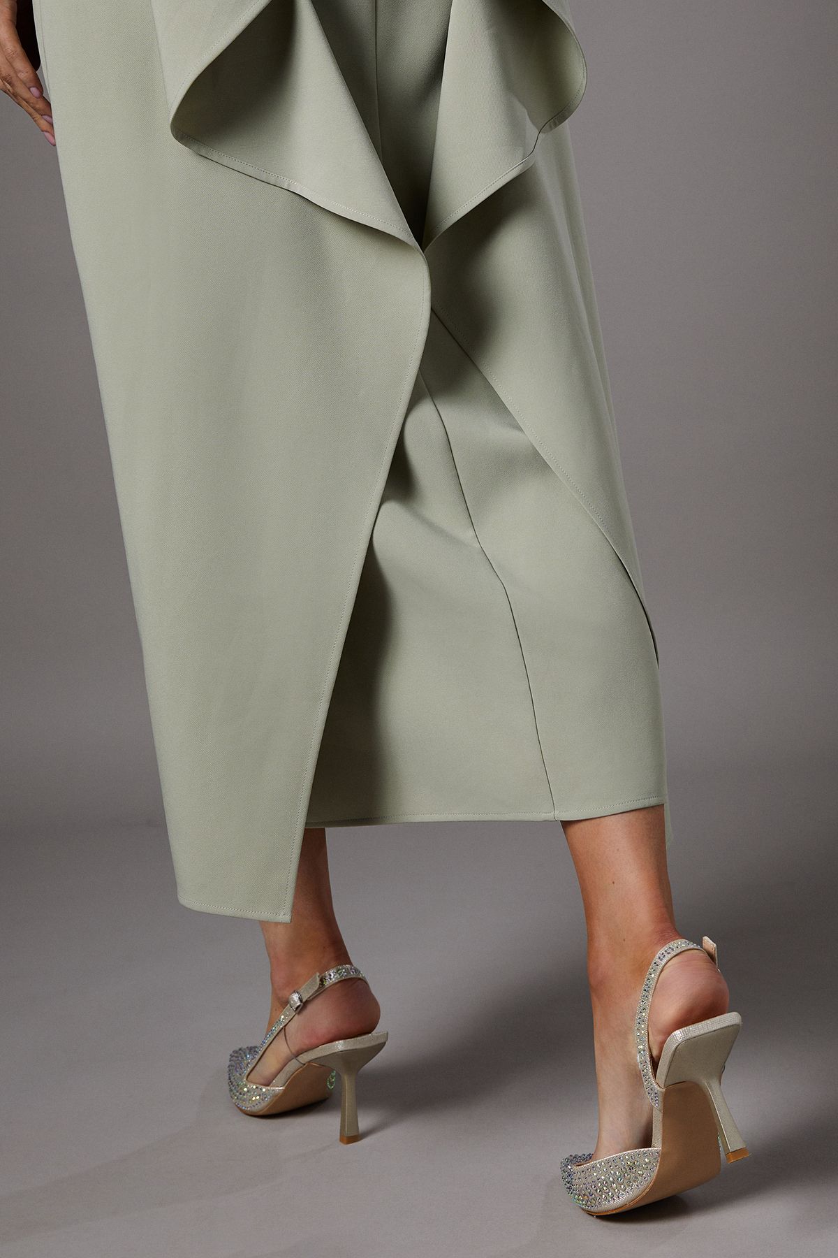 Coast Tigerlilly Diamante Glitter Textile Sling Back High Stiletto Heel Court Shoes Gold image 4