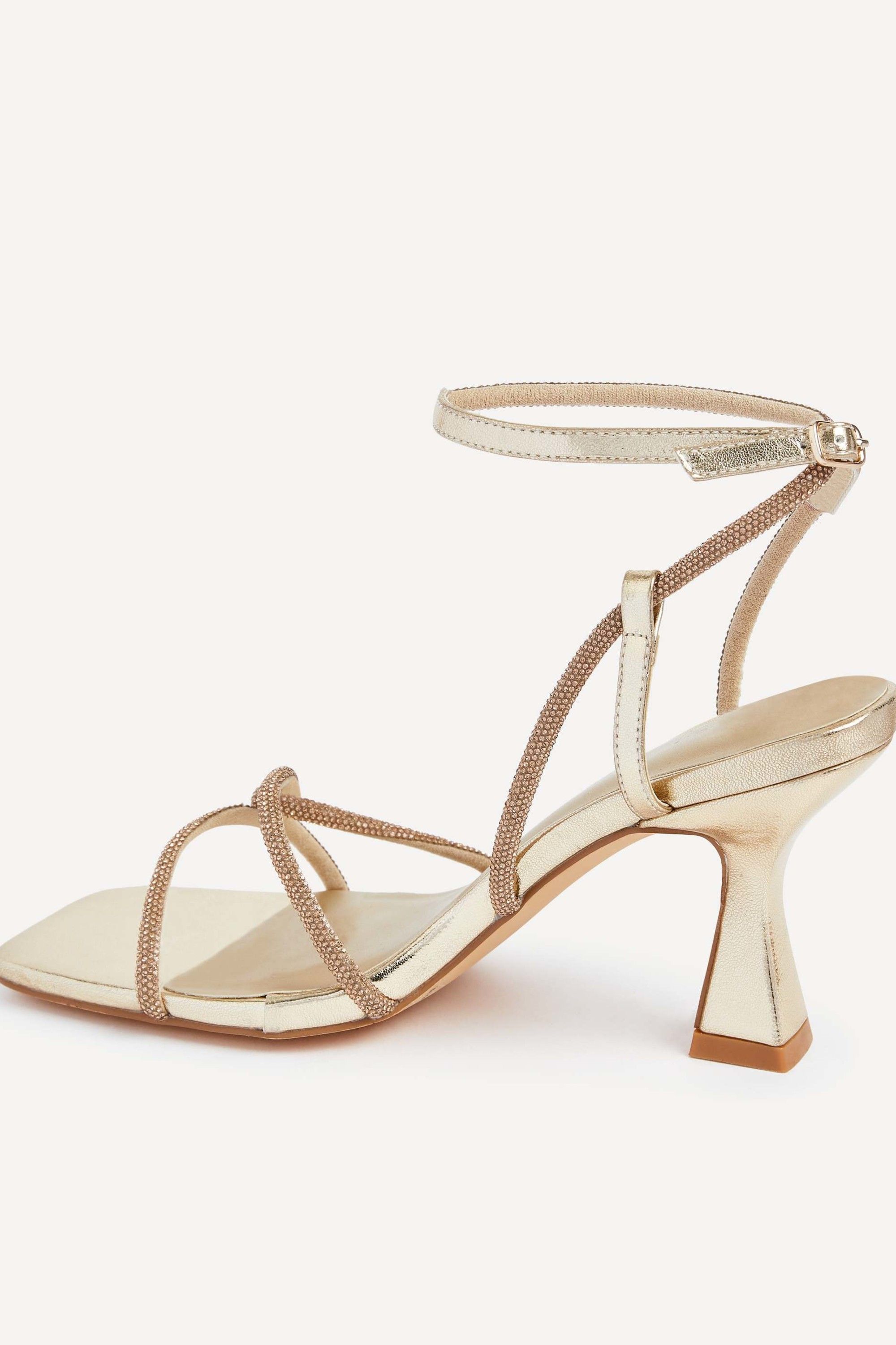 Linzi Entice Gold Faux Leather Diamante Embellishes Strappy Heel image 4