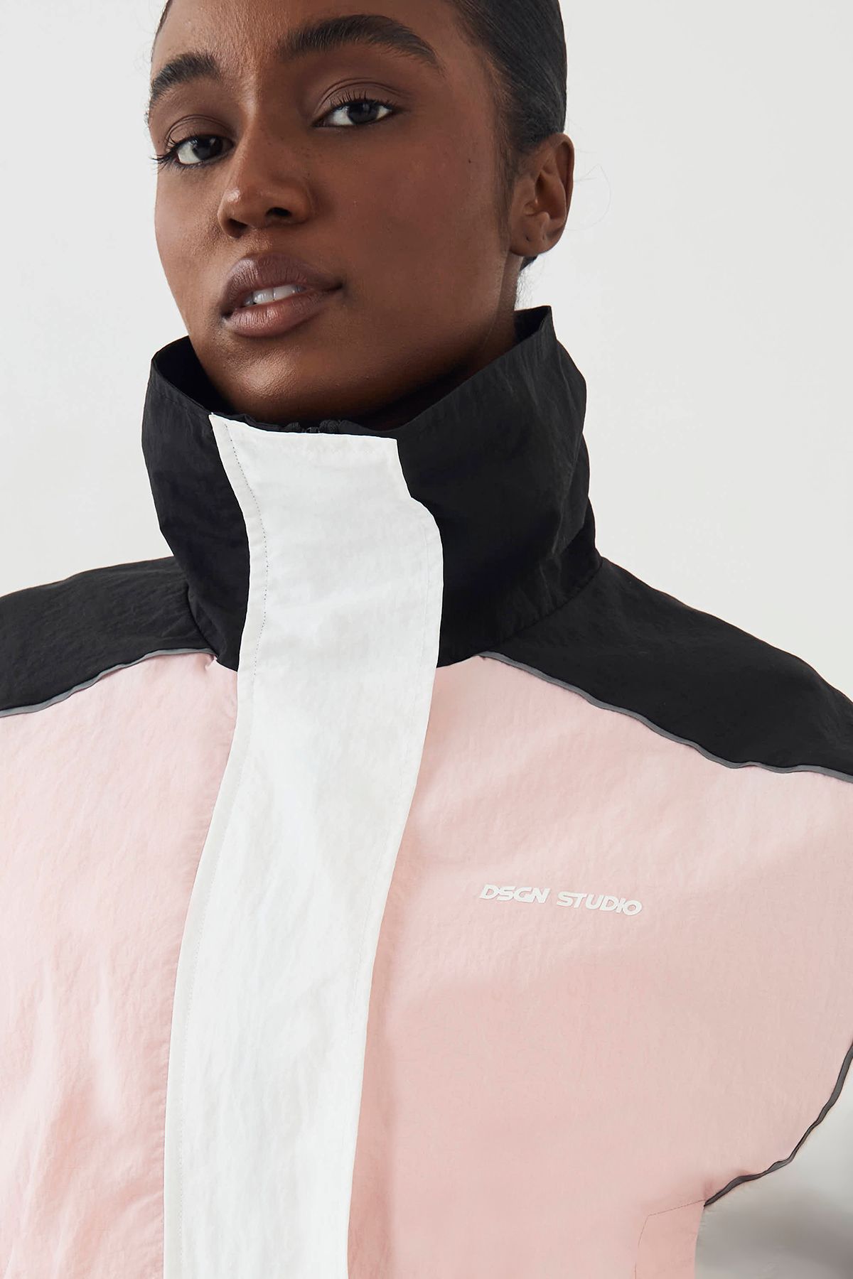 DSGN Studio DSGN Studio Colour Block Funnel Neck Jacket Marshmallow Pink image 4