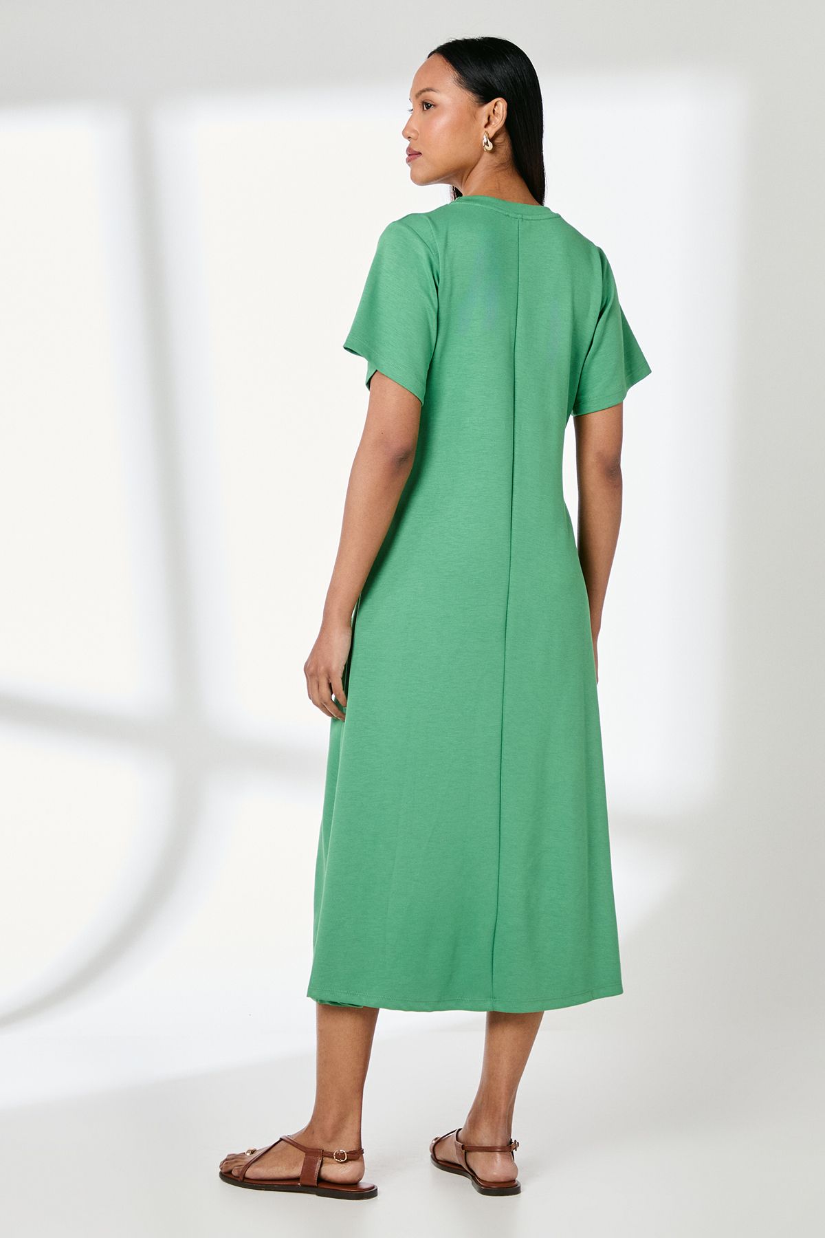 Principles Green Crew Neck Jersey Midi Dress Green image 3
