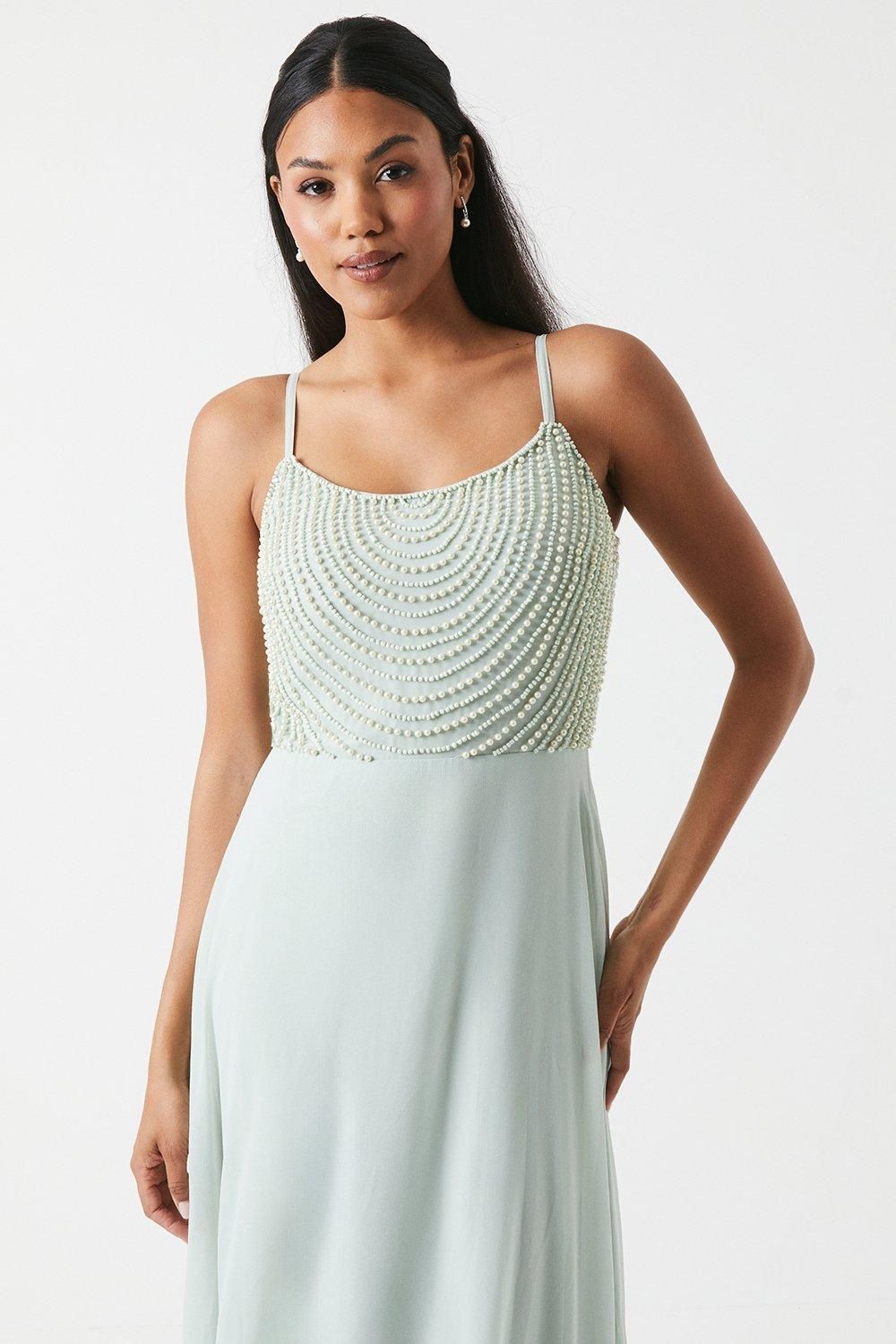 Coast Cowl Neck Pearl Georgette Maxi Bridesmaid Dress Sage image 5