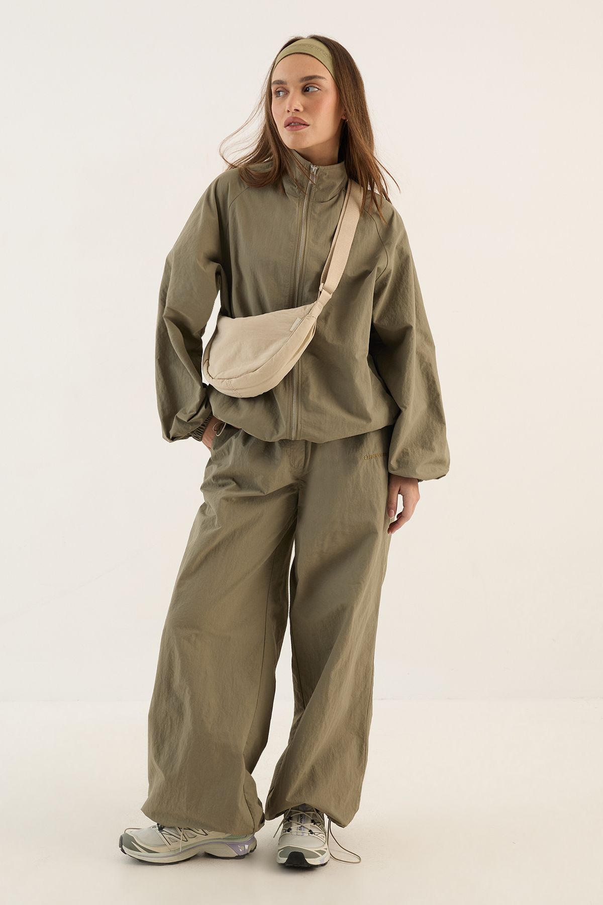 DSGN Studio DSGN Studio Sport Drawcord Waist And Hem Straight Leg Trouser Washed Khaki