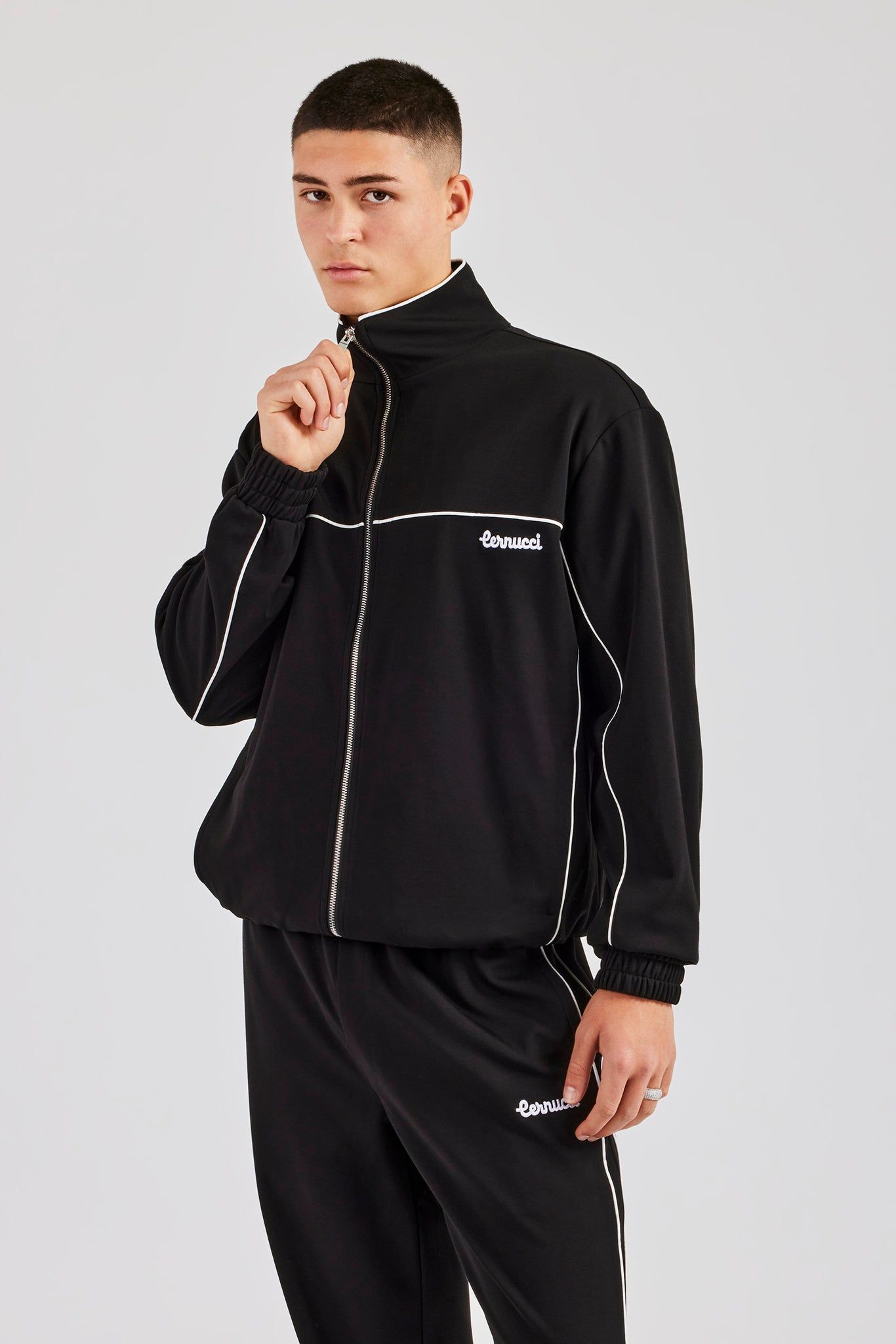 Cernucci Piping Zip Through Jacket - Black image 1