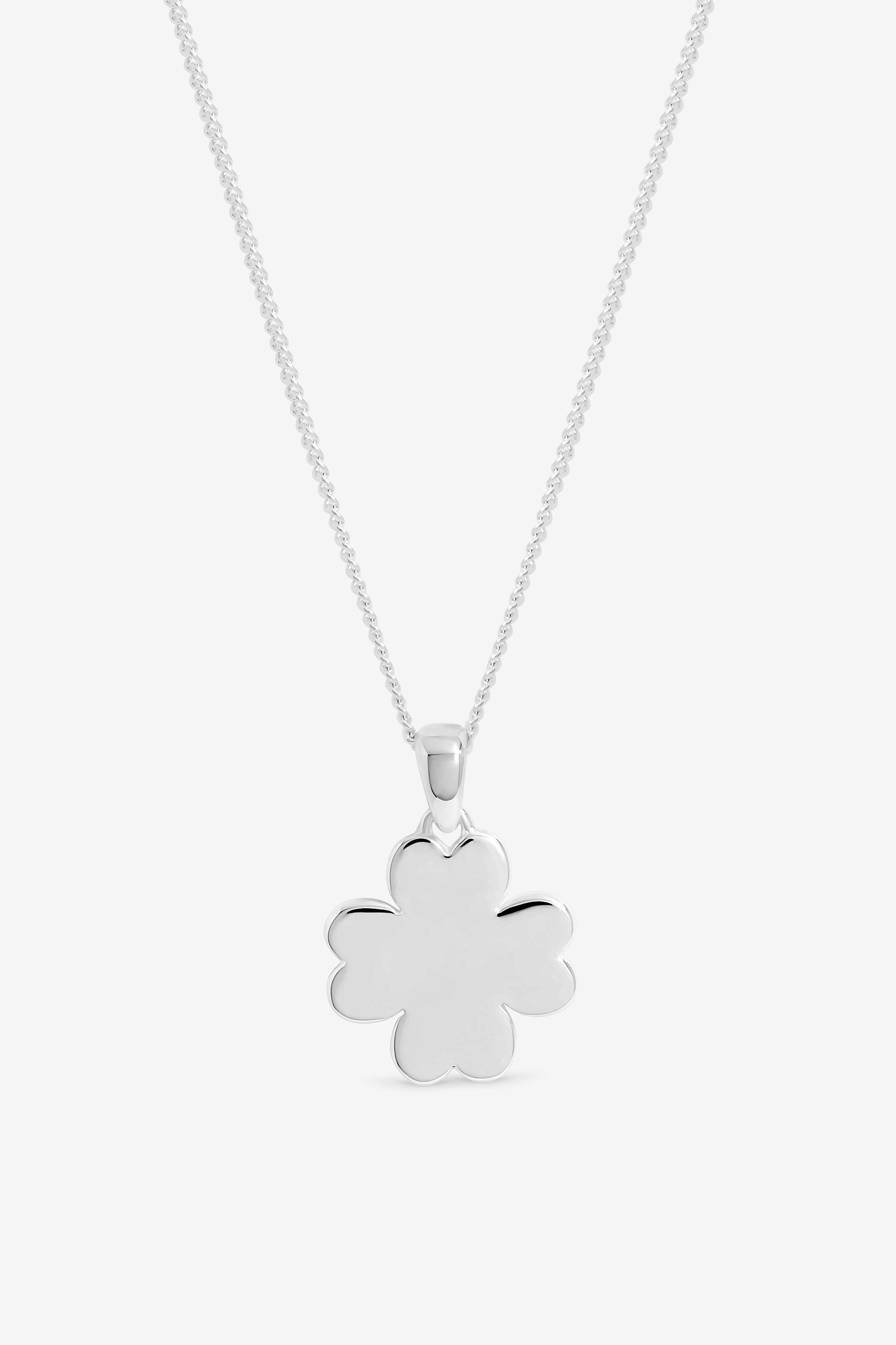 Simply Silver Sterling Silver 925 Personalised Clover Pendant