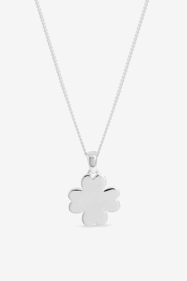 Simply Silver Sterling Silver 925 Personalised Clover Pendant