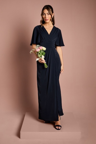 Coast V Neck Flutter Sleeve Bridesmaid Dress Navy