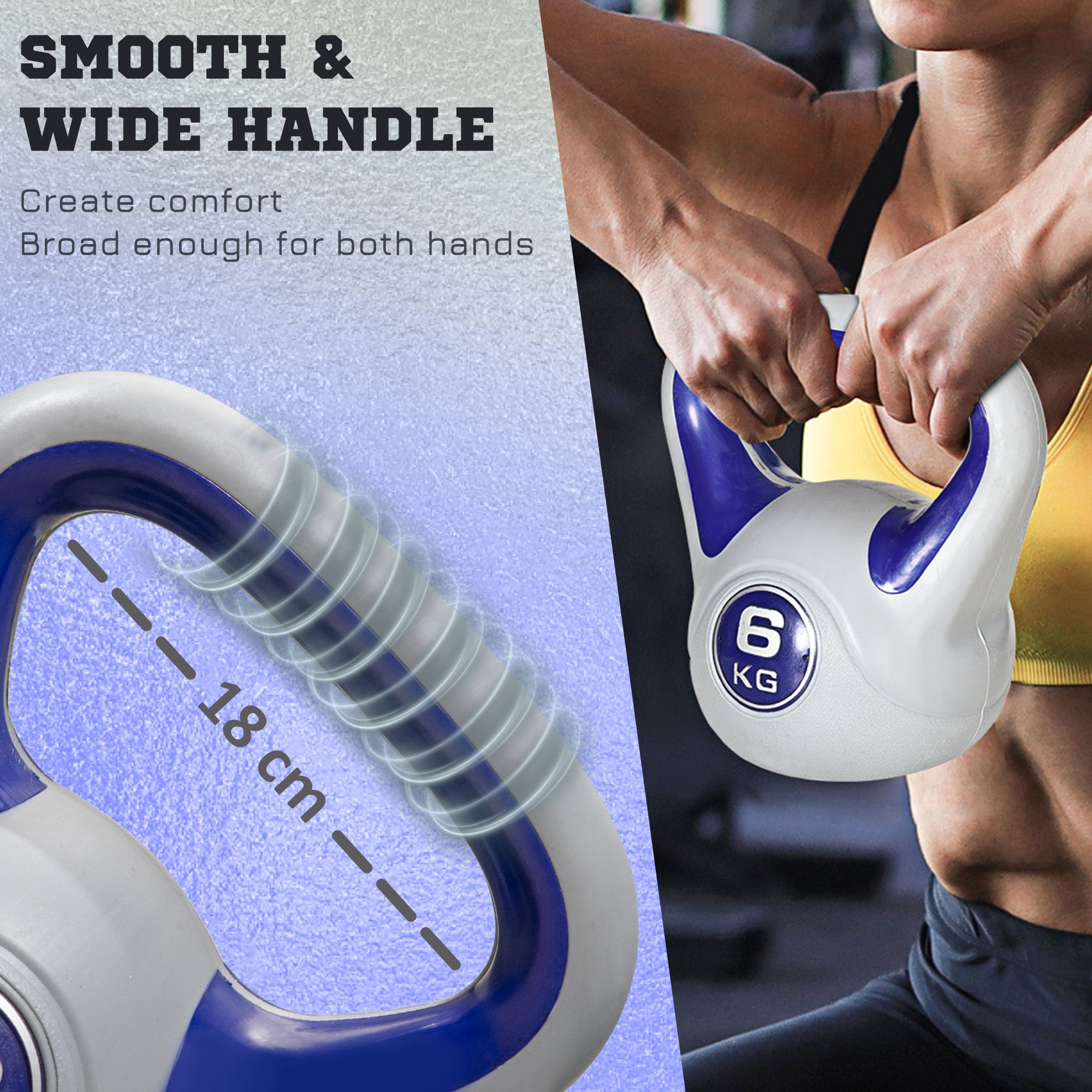 SPORTNOW 6kg Kettle Bell with Handle for Home Gym, Purple and Grey image 4
